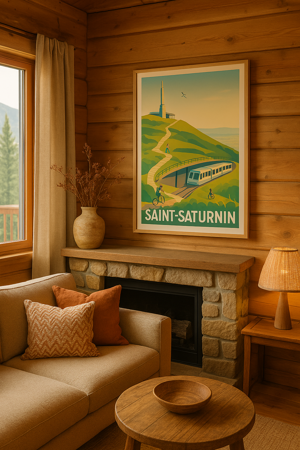 Sarthe France Affiche de Saint-Saturnin - Évasion nature entre montagnes et chemins