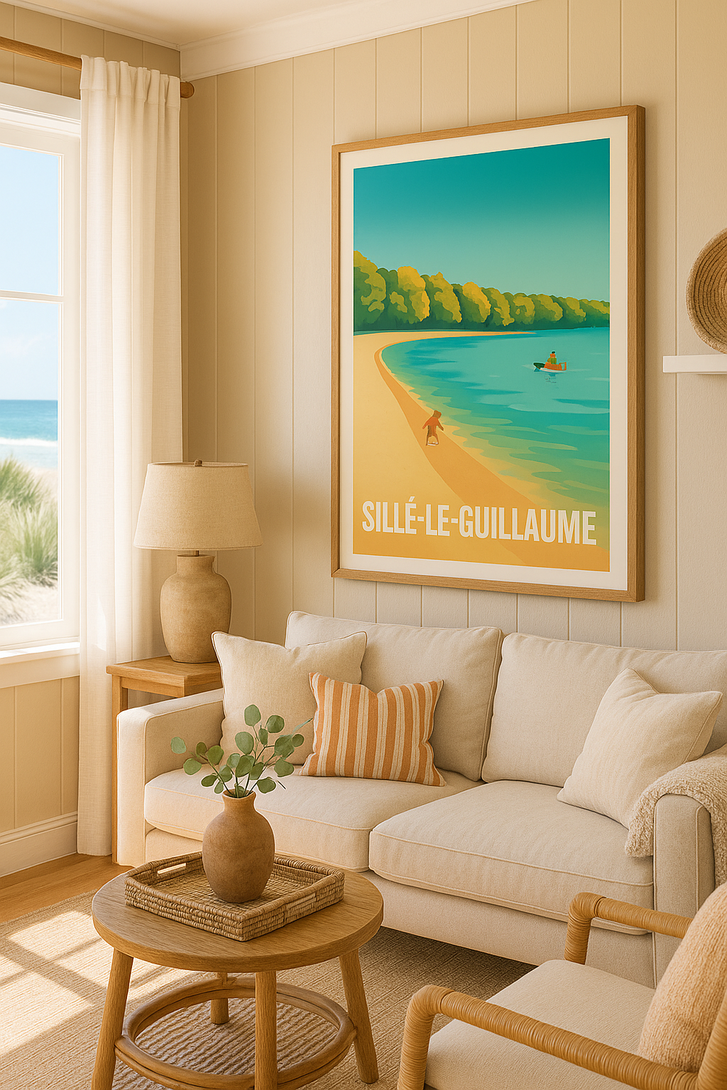 Sarthe France Affiche de Sillé-le-Guillaume - Évasion nature au bord de l'eau