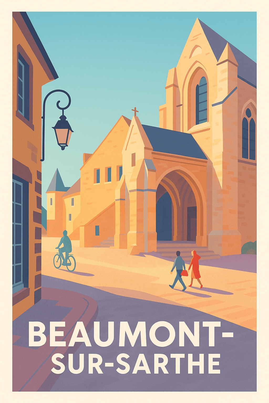 Sarthe France Pas de Cadre / 20 × 30cm Affiche de Beaumont-sur-Sarthe - Charme et Lumière d’Une Ville Historique