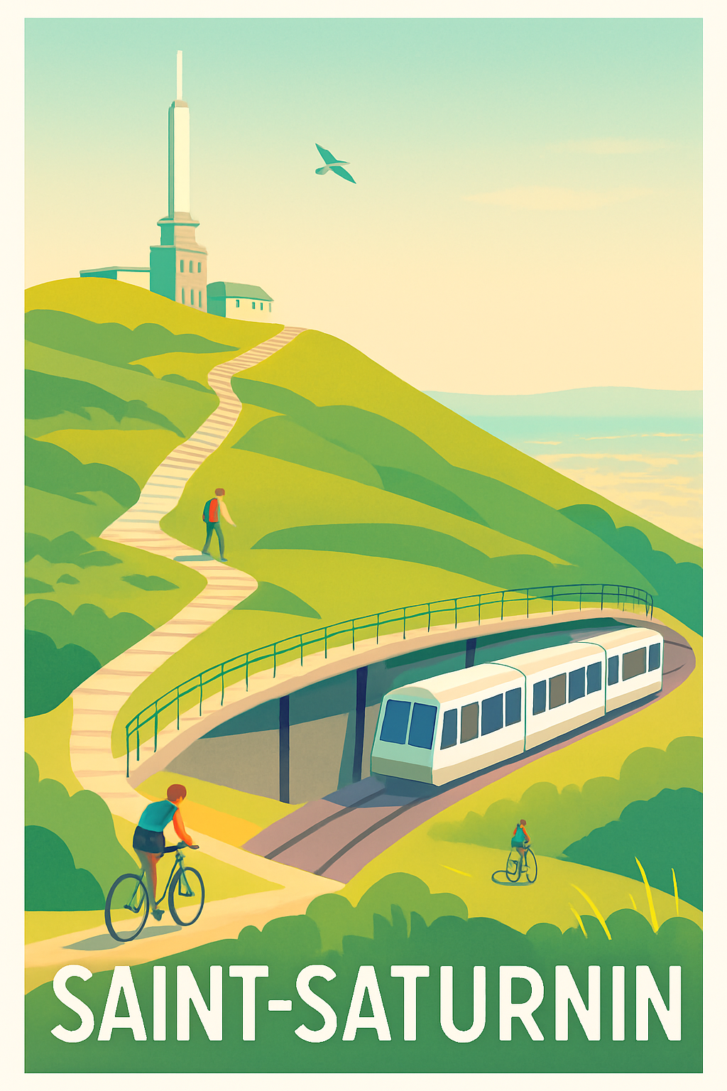 Sarthe France Pas de Cadre / 20 × 30cm Affiche de Saint-Saturnin - Évasion nature entre montagnes et chemins