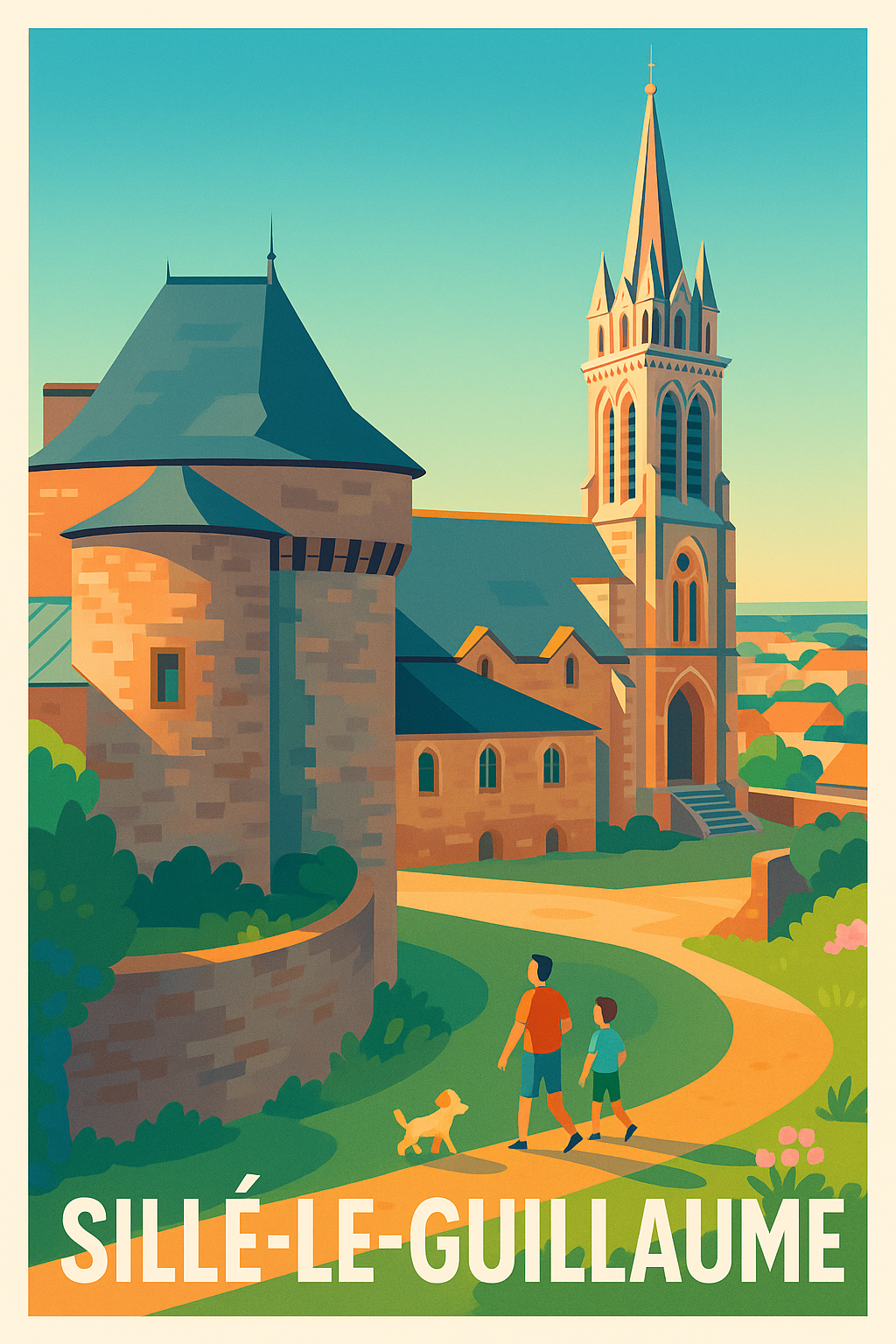 Sarthe France Pas de Cadre / 20 × 30cm Affiche de Sillé-le-Guillaume - Une balade pleine de charme entre histoire et nature