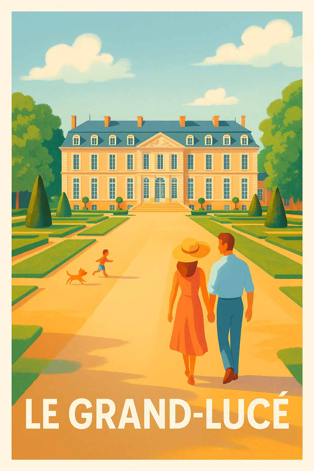 Sarthe France Pas de Cadre / 20 × 30cm Affiche Le Grand-Lucé - Élégance et sérénité au cœur du château