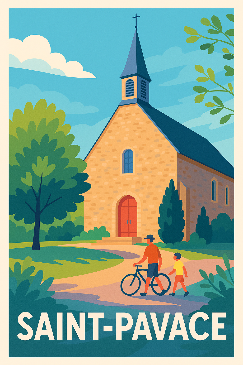 Sarthe France Pas de Cadre / 20 × 30cm Affiche Saint-Pavace - Charme et Sérénité au Cœur du Village