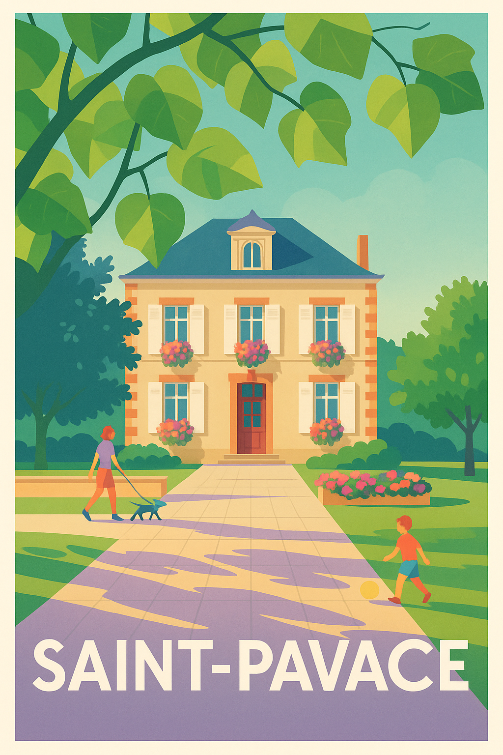 Sarthe France Pas de Cadre / 20 × 30cm Affiche Saint-Pavace - Douceur de vivre en bord de jardin