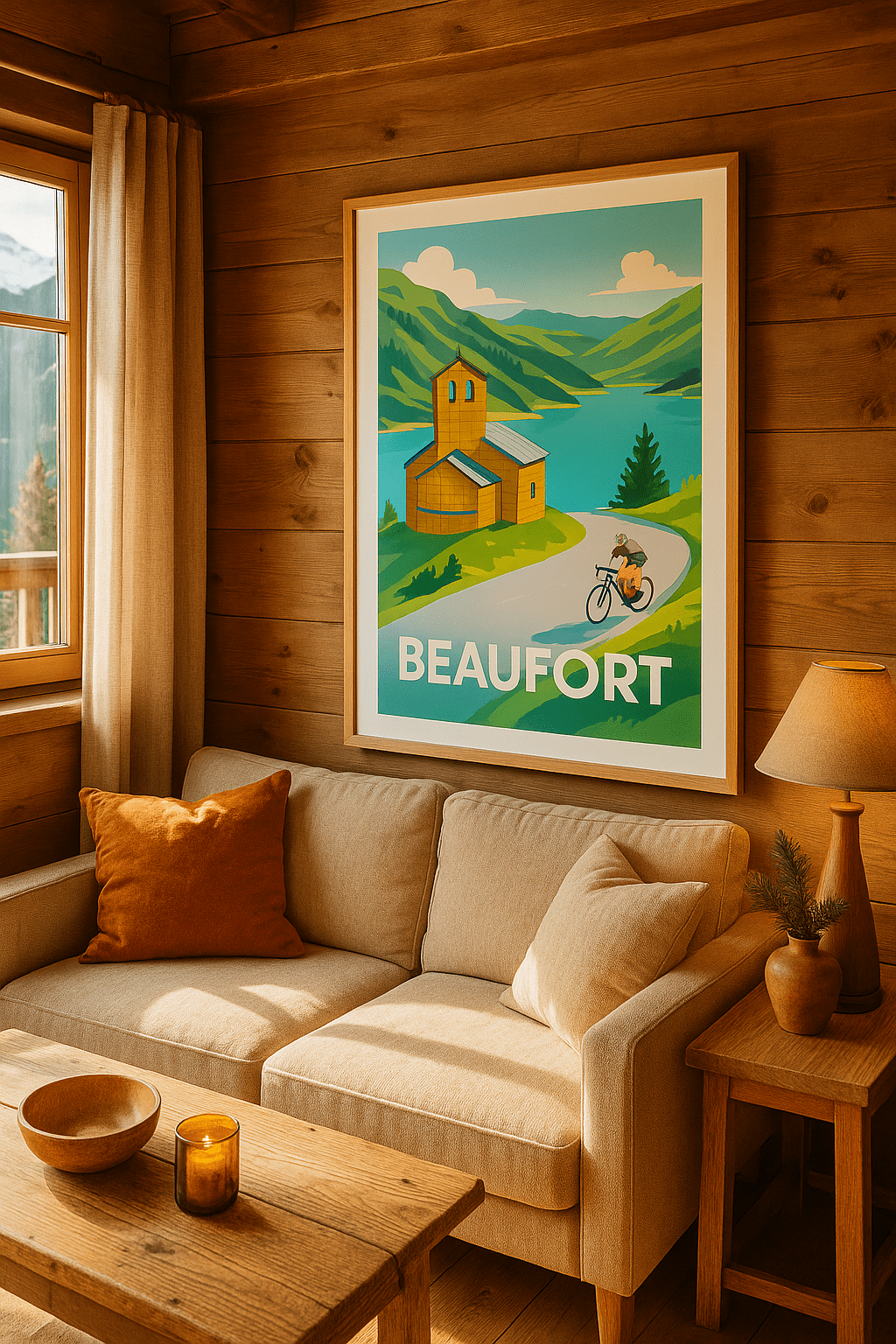 Savoie France Affiche de Beaufort - Évasion cycliste au cœur des montagnes