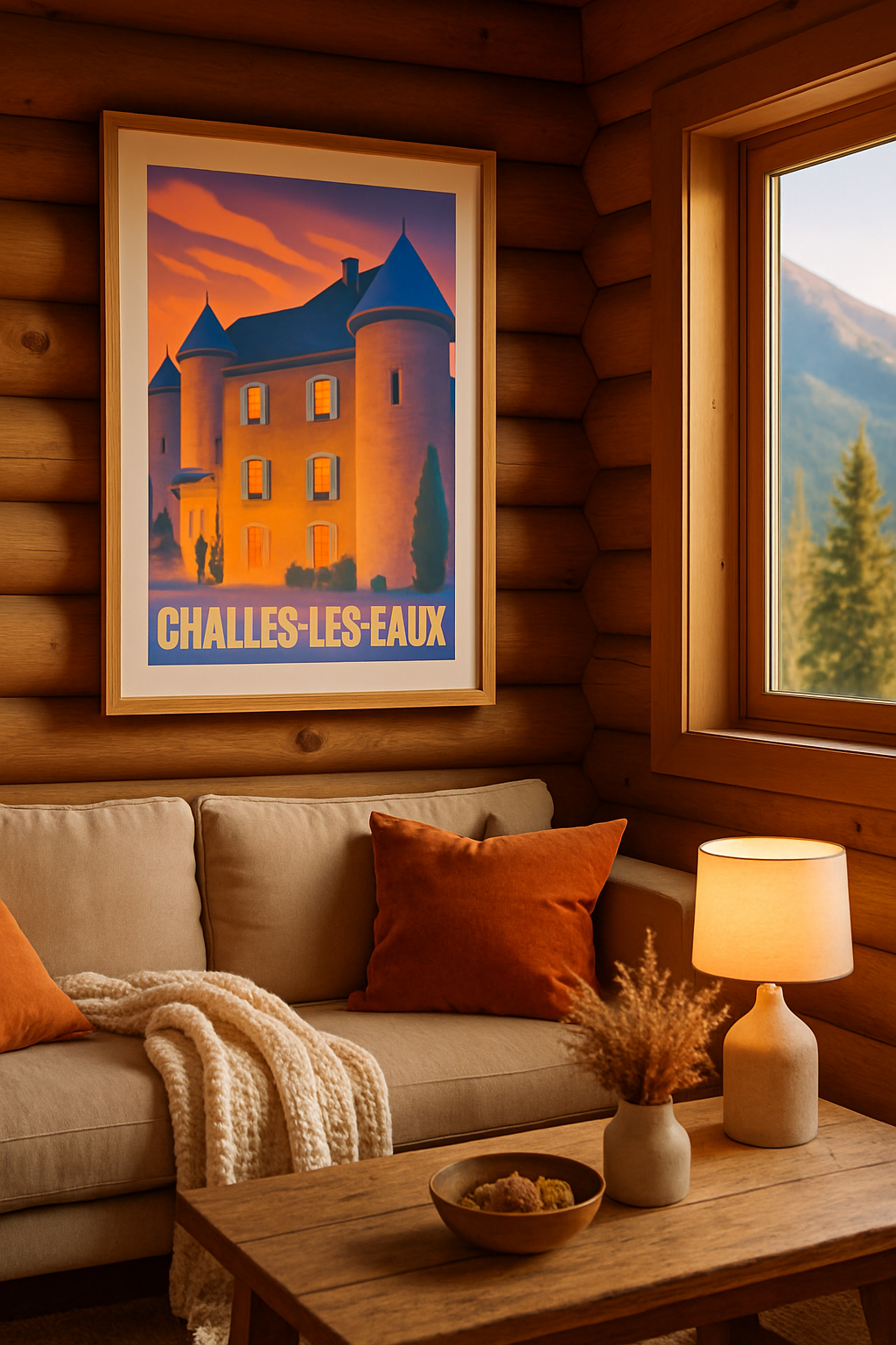 Affiche Challes-les-Eaux — Charme et douceur au crépuscule · poster d'art de Challes-les-Eaux