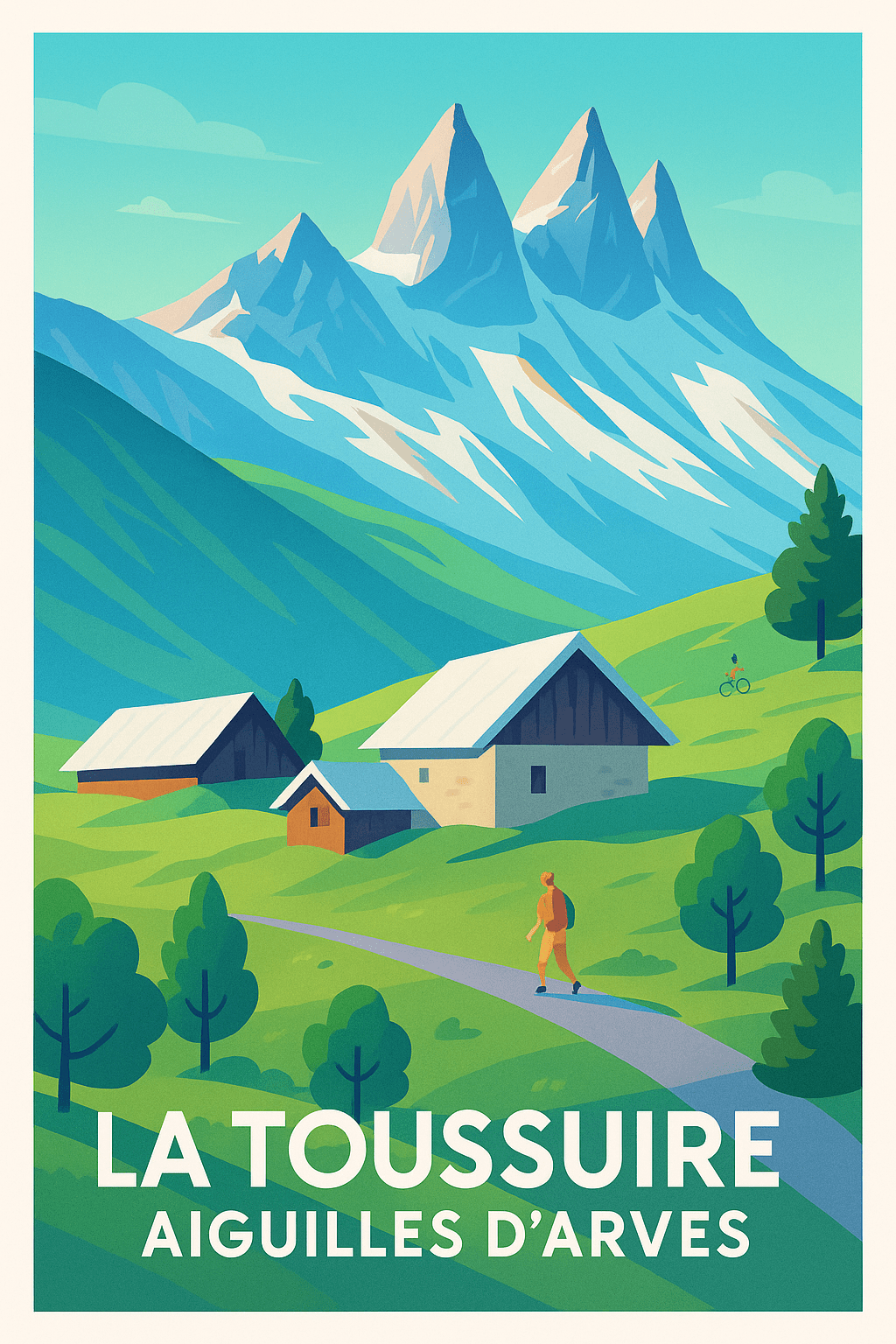 Savoie France Affiche de La Toussuire - Évasion et nature face aux Aiguilles d'Arves
