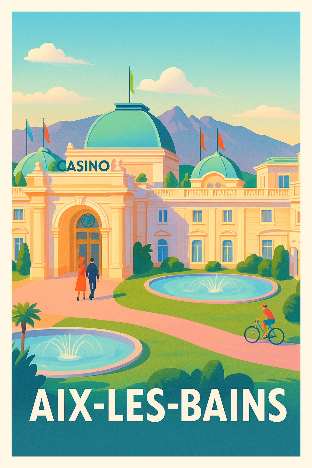 Savoie France Pas de Cadre / 20 × 30cm Affiche Aix-les-Bains - Élégance Belle Époque au cœur des Alpes