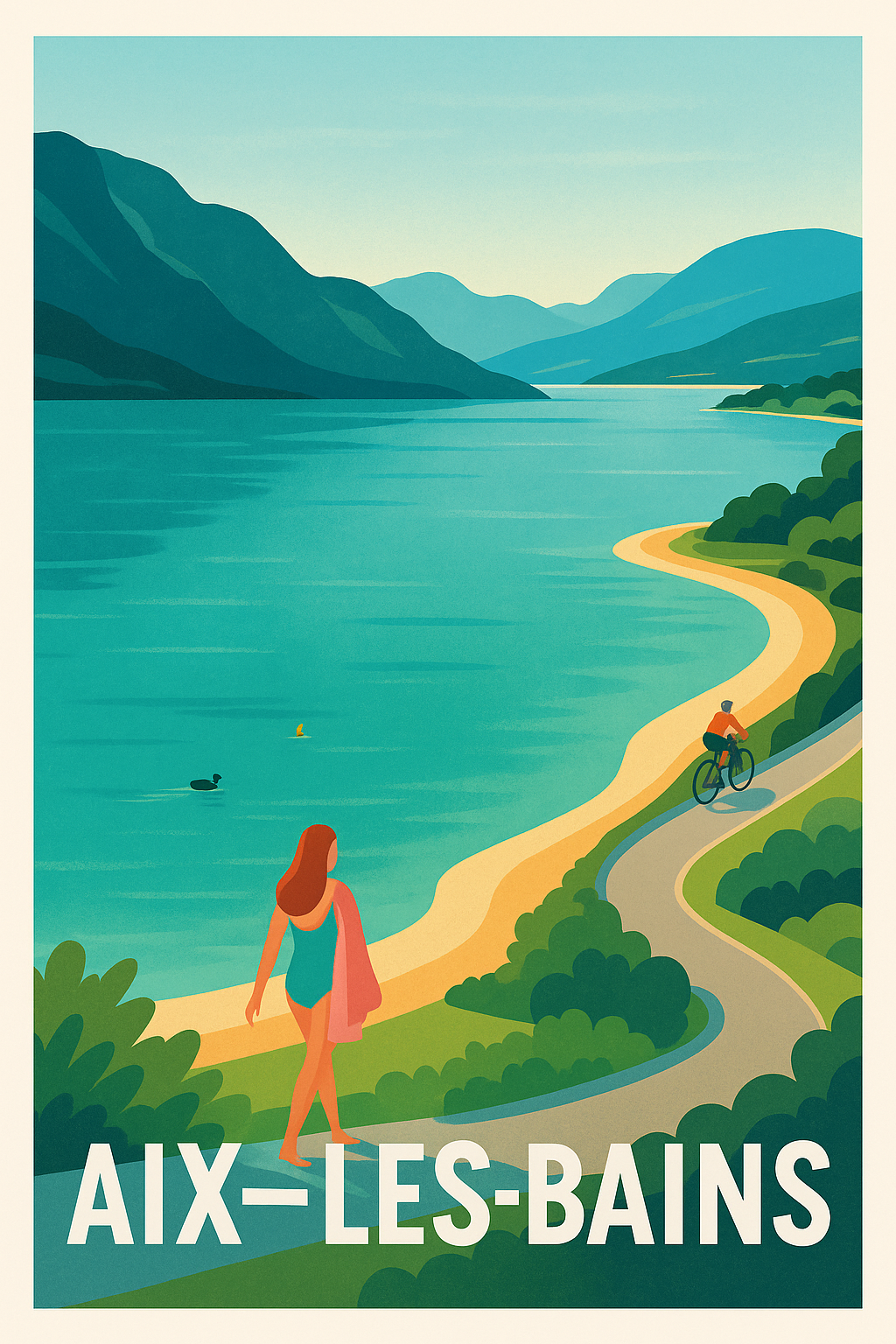 Savoie France Pas de Cadre / 20 × 30cm Affiche Aix-les-Bains - Évasion au bord du lac