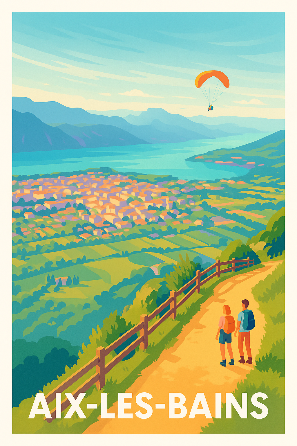 Savoie France Pas de Cadre / 20 × 30cm Affiche Aix-les-Bains - Évasion au cœur des Alpes