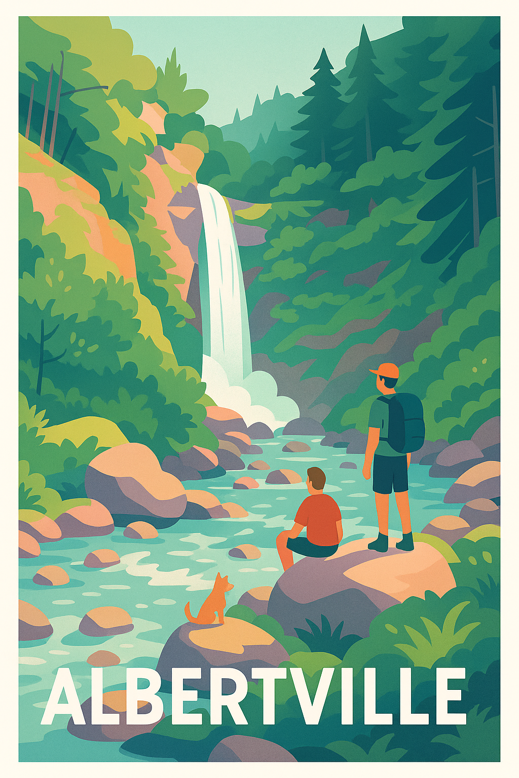 Savoie France Pas de Cadre / 20 × 30cm Affiche Albertville - Escapade nature et cascade en montagne