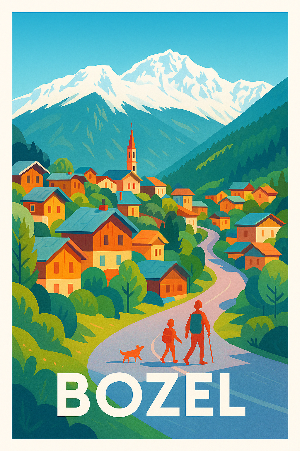 Savoie France Pas de Cadre / 20 × 30cm Affiche de Bozel - Évasion Montagnarde Authentique