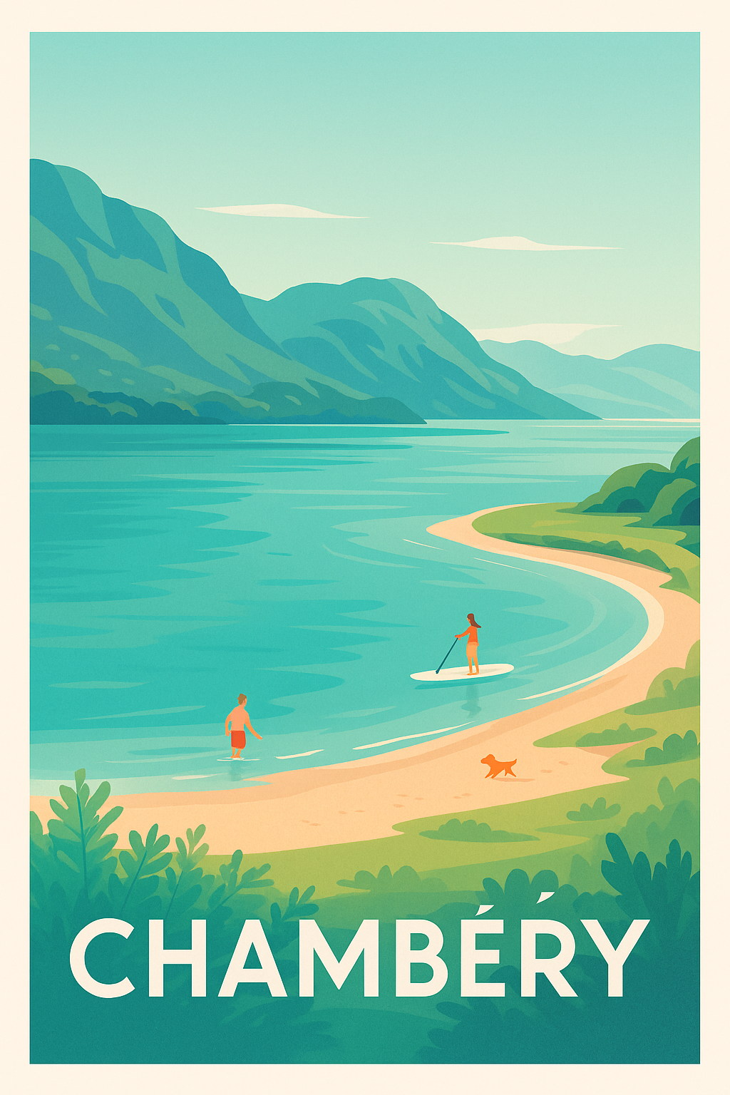 Savoie France Pas de Cadre / 20 × 30cm Affiche de Chambéry - Évasion nature au bord du lac