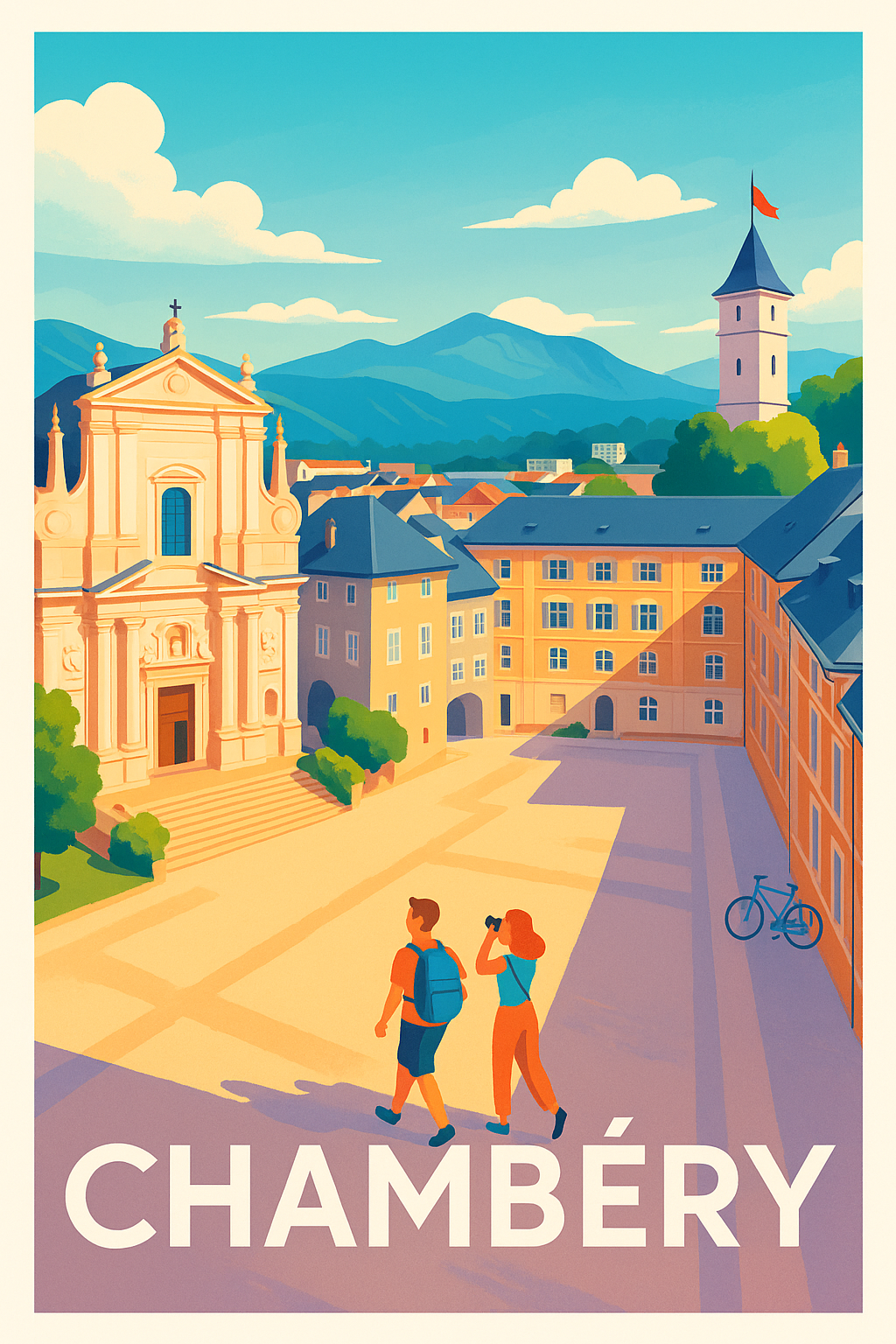 Savoie France Pas de Cadre / 20 × 30cm Affiche de Chambéry - L’Élégance au Cœur des Alpes