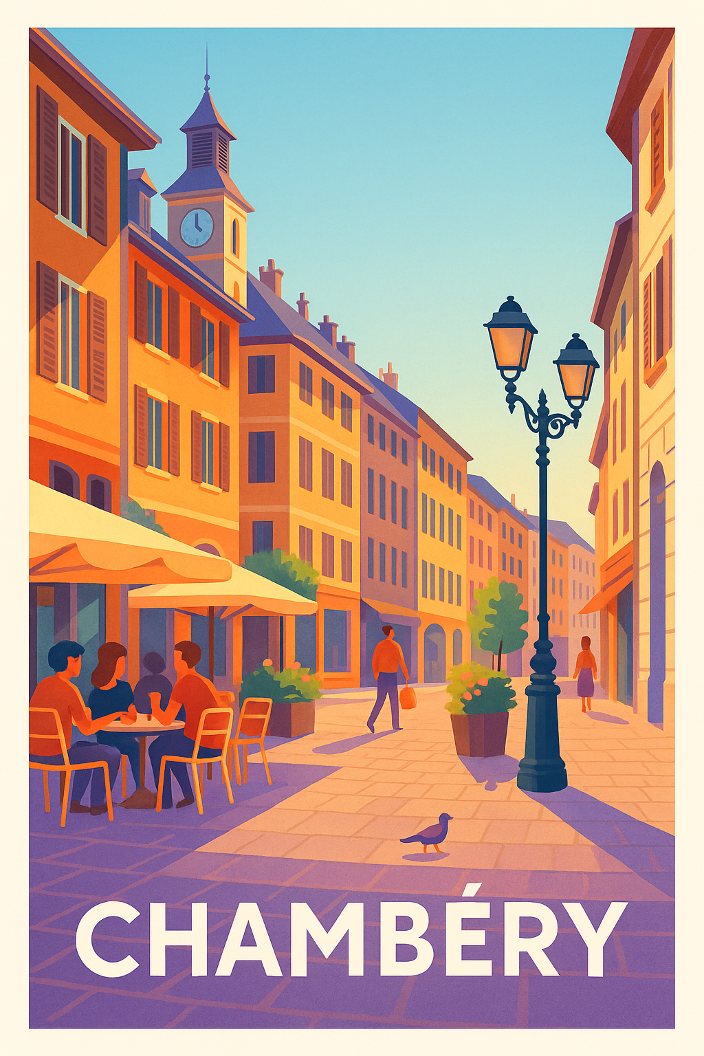 Savoie France Pas de Cadre / 20 × 30cm Affiche de Chambéry - L'élégance conviviale au cœur des rues