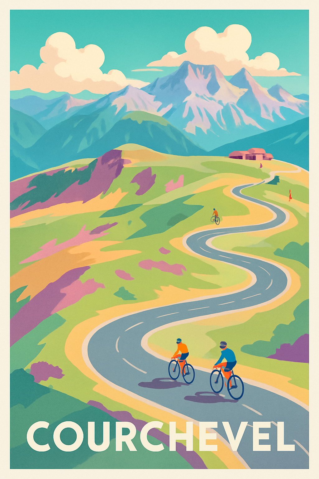 Affiche Courchevel — L'appel des sommets à vélo · poster d'art de Courchevel