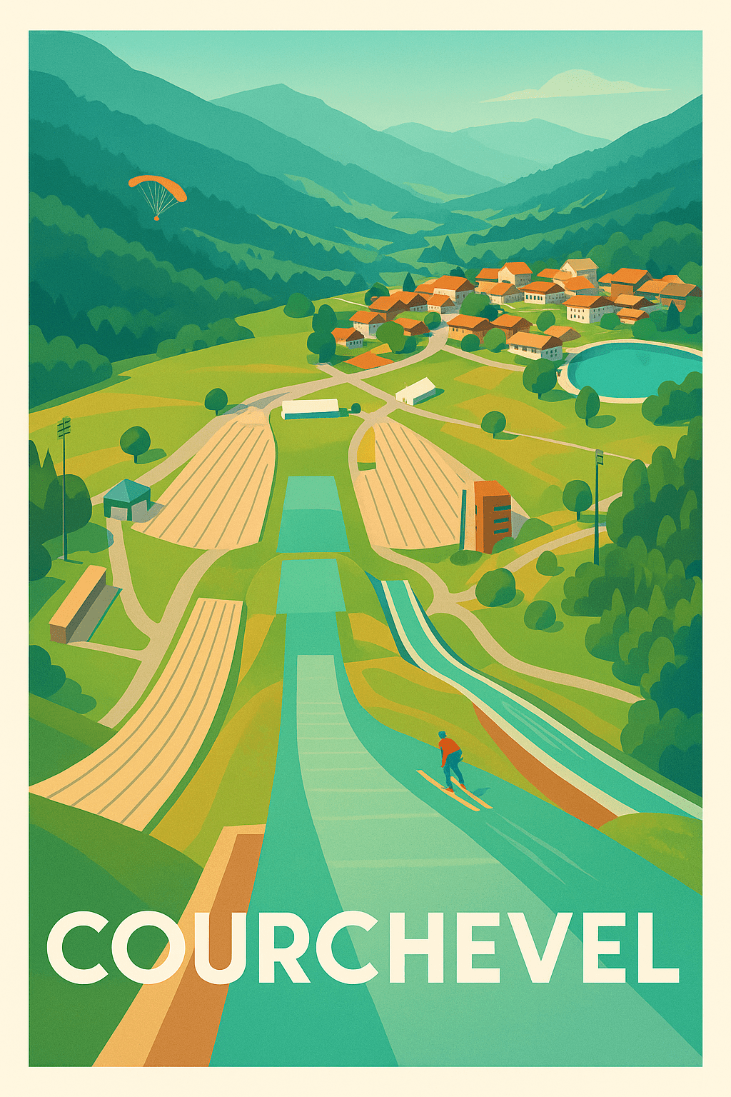 Savoie France Pas de Cadre / 20 × 30cm Affiche de Courchevel - L'élégance alpine toute l'année
