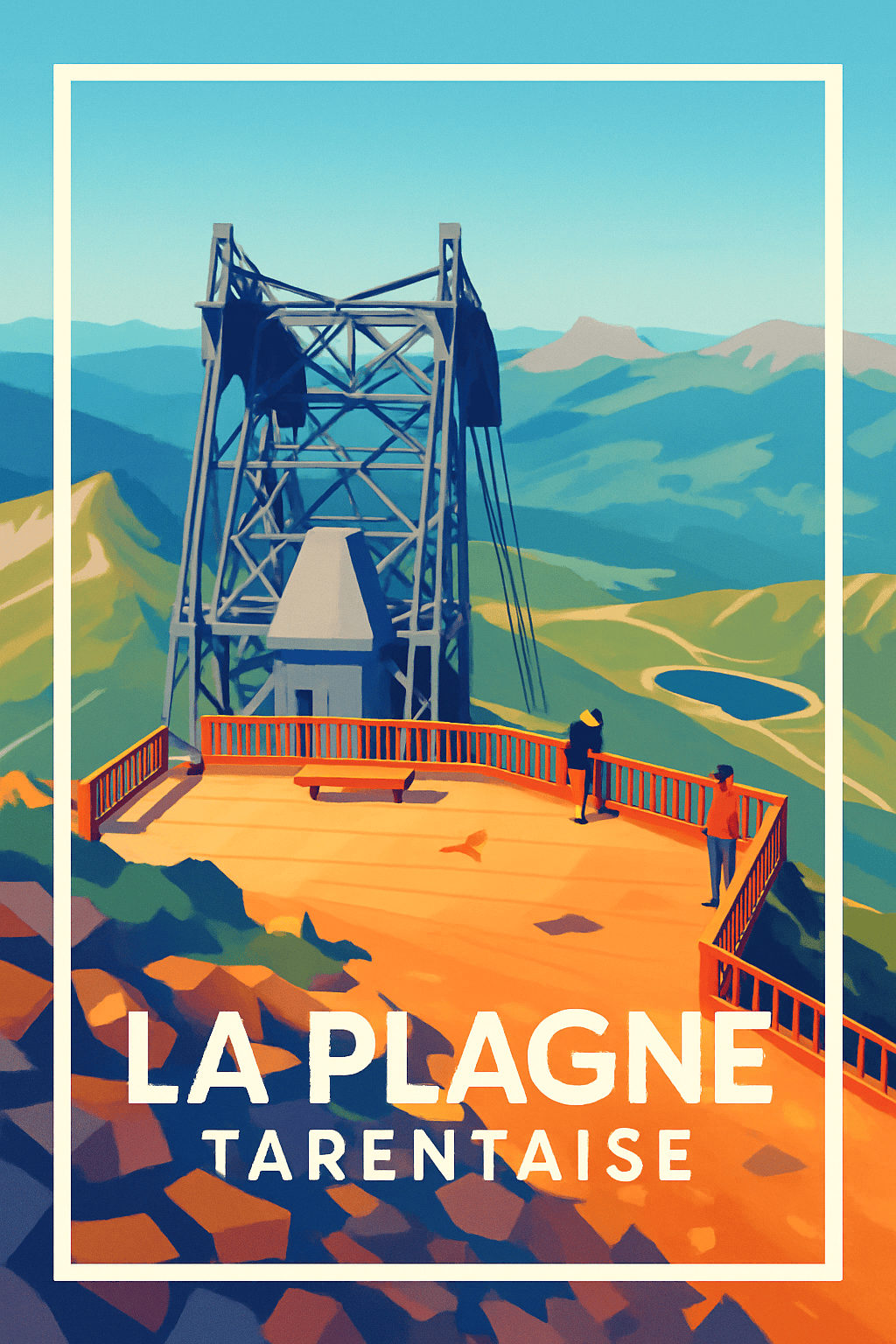 Savoie France Pas de Cadre / 20 × 30cm Affiche de La Plagne Tarentaise - Panorama alpin majestueux