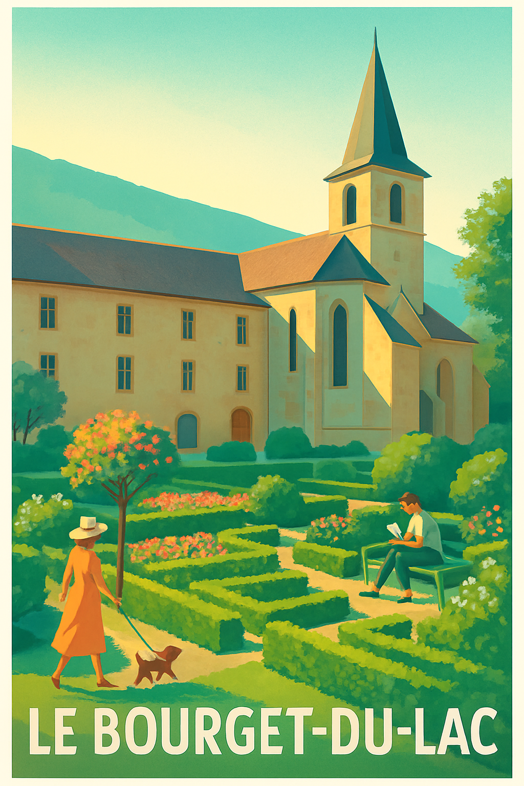 Affiche Le Bourget-du-Lac — Une escapade paisible au cœur du jardin à la française · poster d'art de Le Bourget-du-Lac