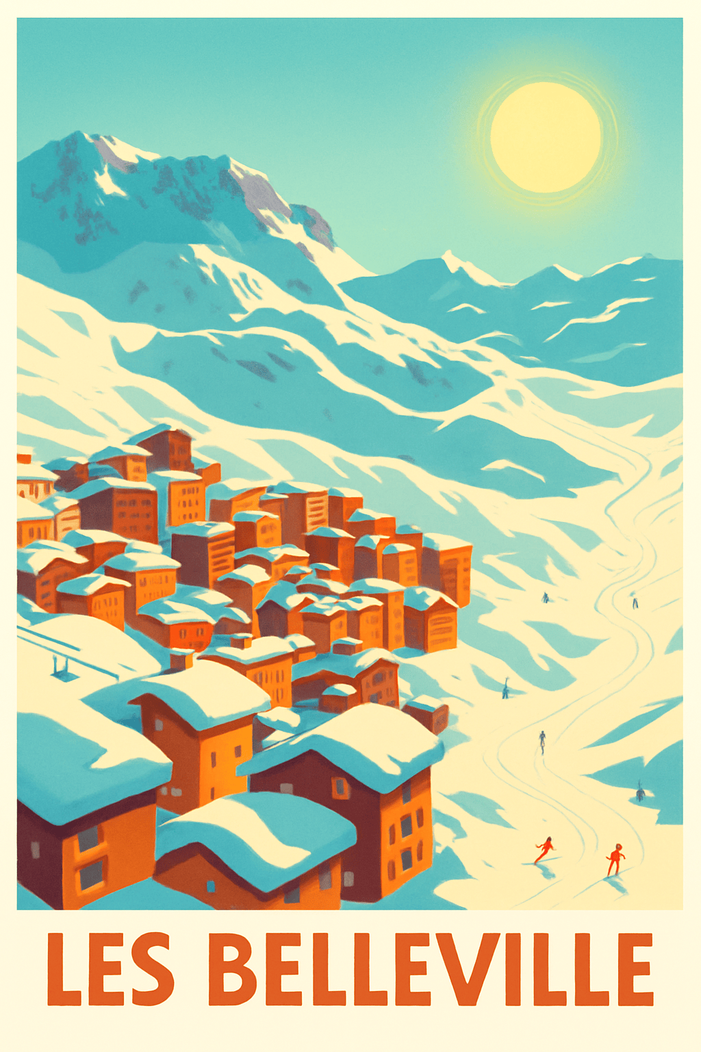 Savoie France Pas de Cadre / 20 × 30cm Affiche de Les Belleville - Évasion blanche en montagne