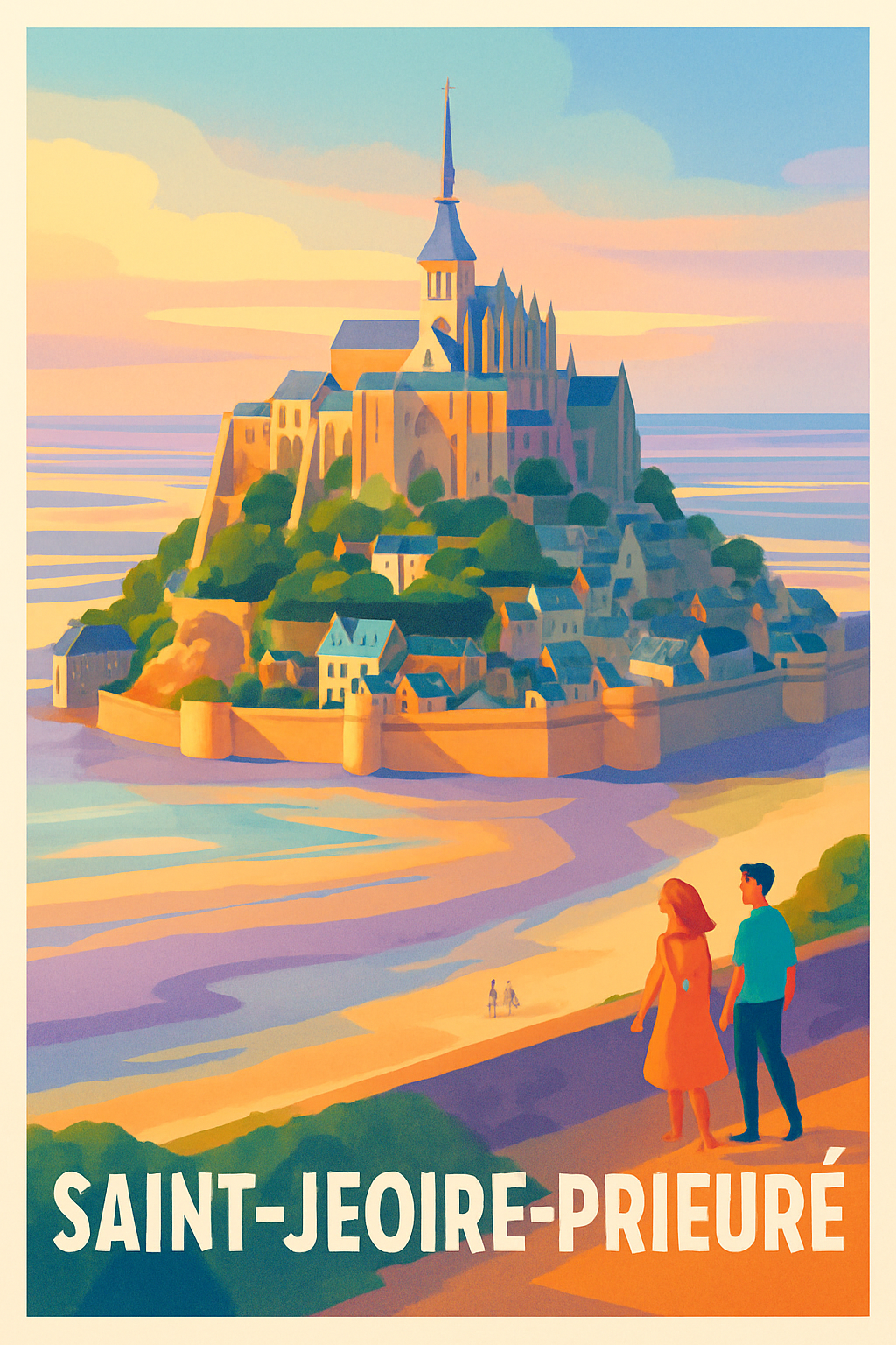 Savoie France Pas de Cadre / 20 × 30cm Affiche de Saint-Jeoire-Prieuré - Émerveillement au crépuscule