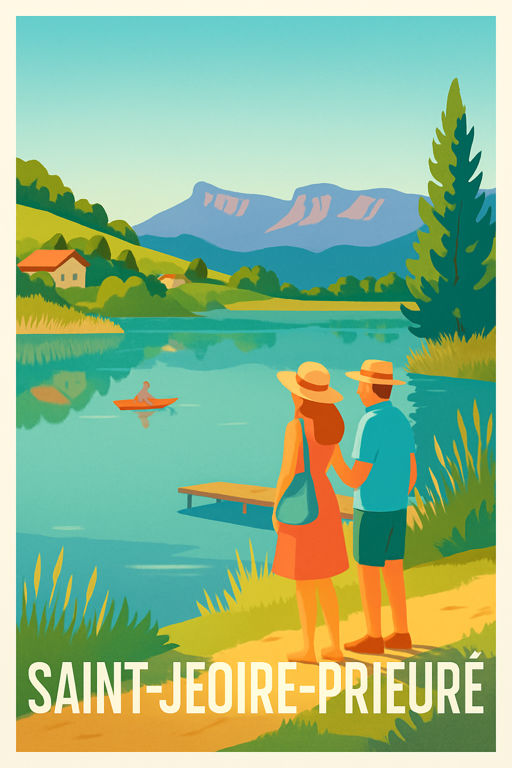 Savoie France Pas de Cadre / 20 × 30cm Affiche de Saint-Jeoire-Prieuré - Escapade paisible au bord de l'eau