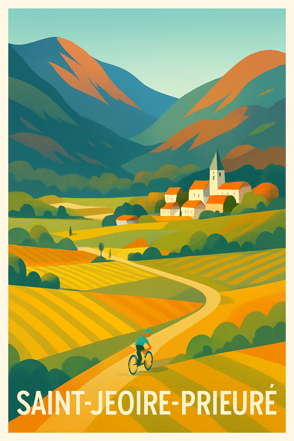 Savoie France Pas de Cadre / 20 × 30cm Affiche de Saint-Jeoire-Prieuré - Évasion champêtre en vélo