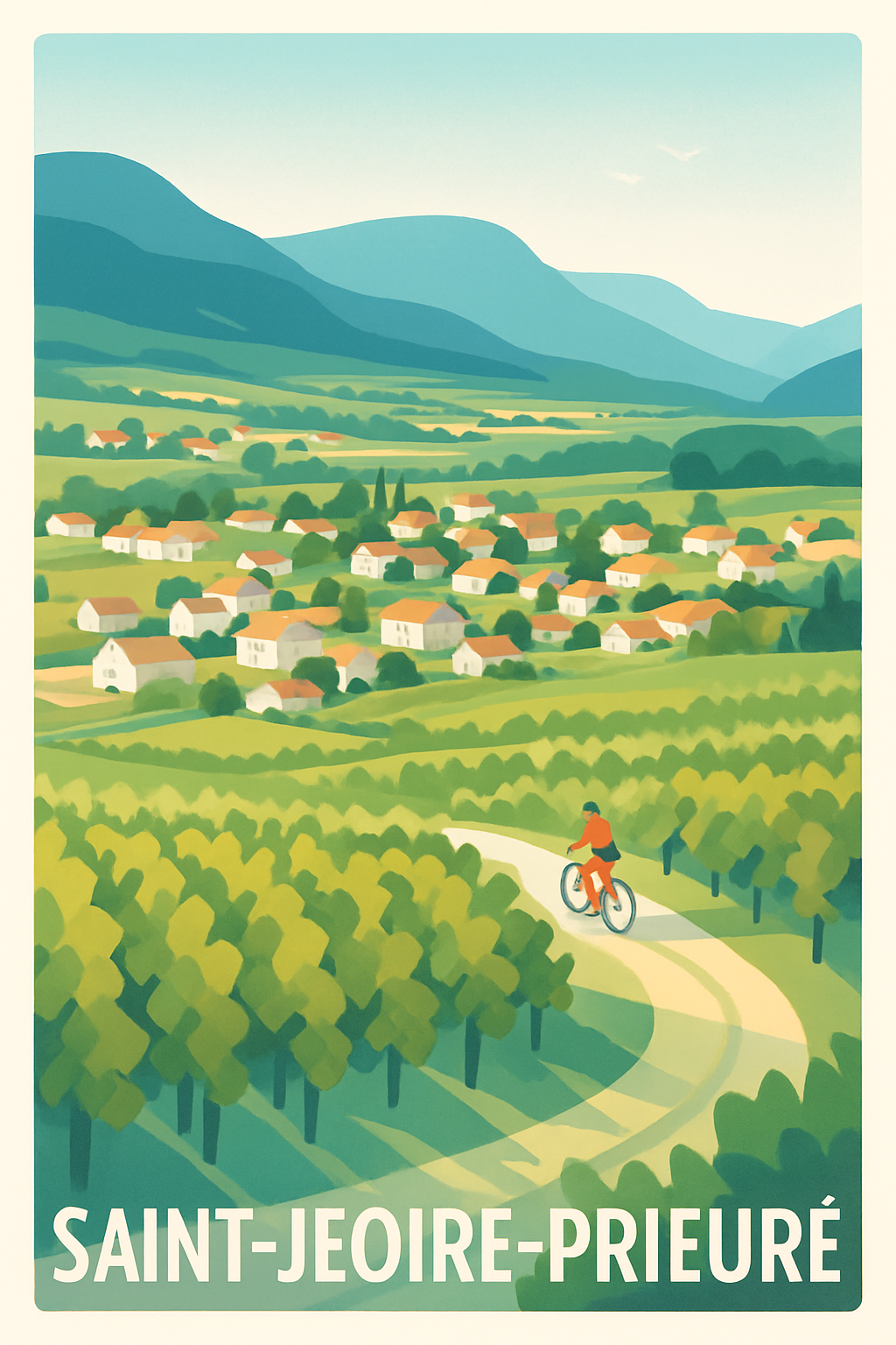 Savoie France Pas de Cadre / 20 × 30cm Affiche de Saint-Jeoire-Prieuré - Évasion verte à vélo