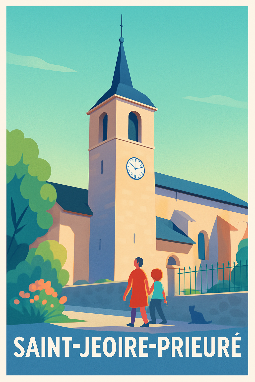 Affiche Saint-Jeoire-Prieuré — Une promenade paisible au cœur du patrimoine · poster d'art de Saint-Jeoire-Prieuré
