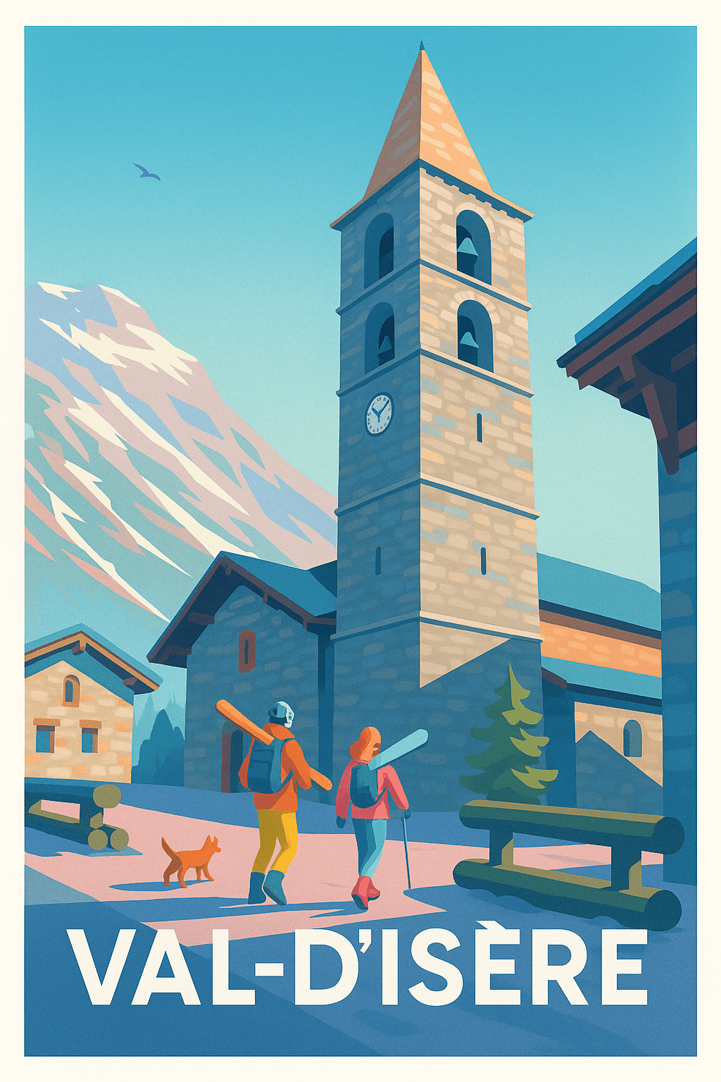 Savoie France Pas de Cadre / 20 × 30cm Affiche de Val-d'Isère - Ambiance Montagne Authentique
