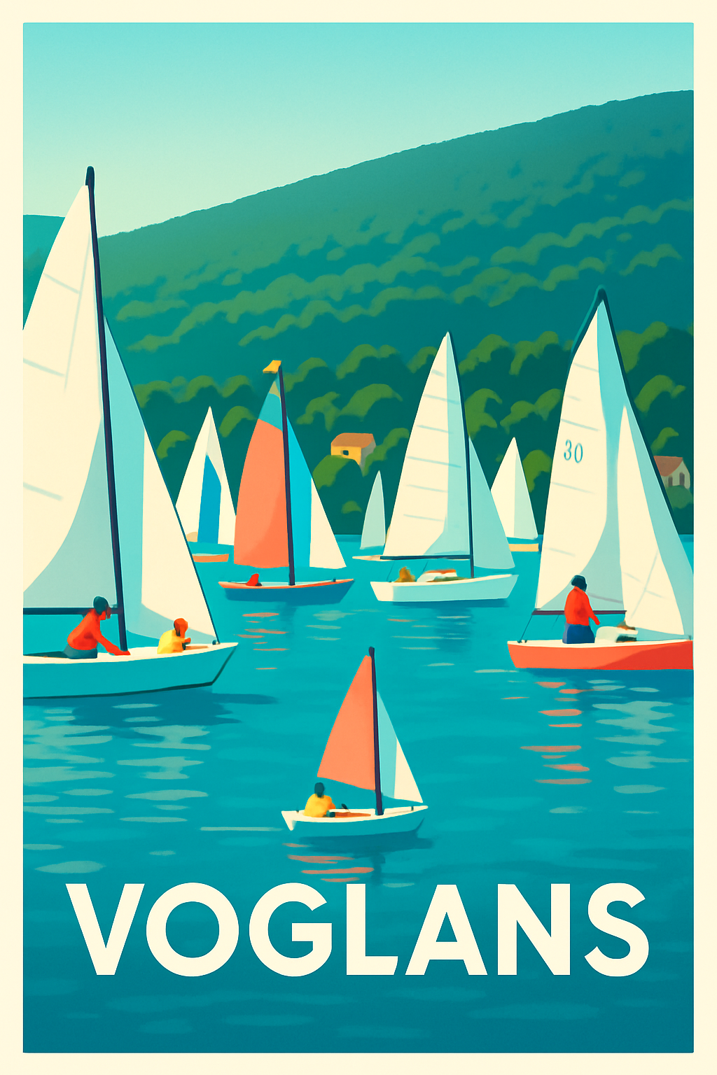 Savoie France Pas de Cadre / 20 × 30cm Affiche de Voglans - L'Art de la Voile en Douceur