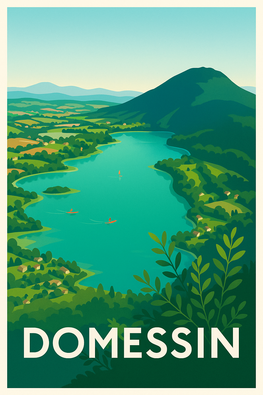 Savoie France Pas de Cadre / 20 × 30cm Affiche Domessin - Nature et sérénité au fil de l'eau