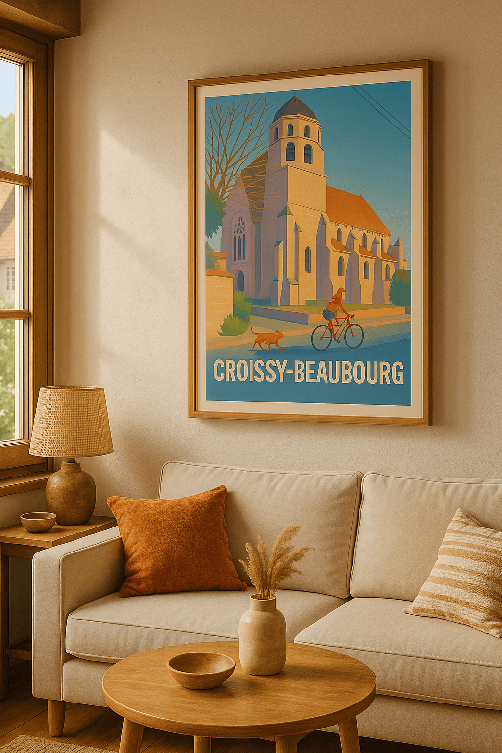 Seine-et-Marne France Affiche de Croissy-Beaubourg - Charme et sérénité à vélo