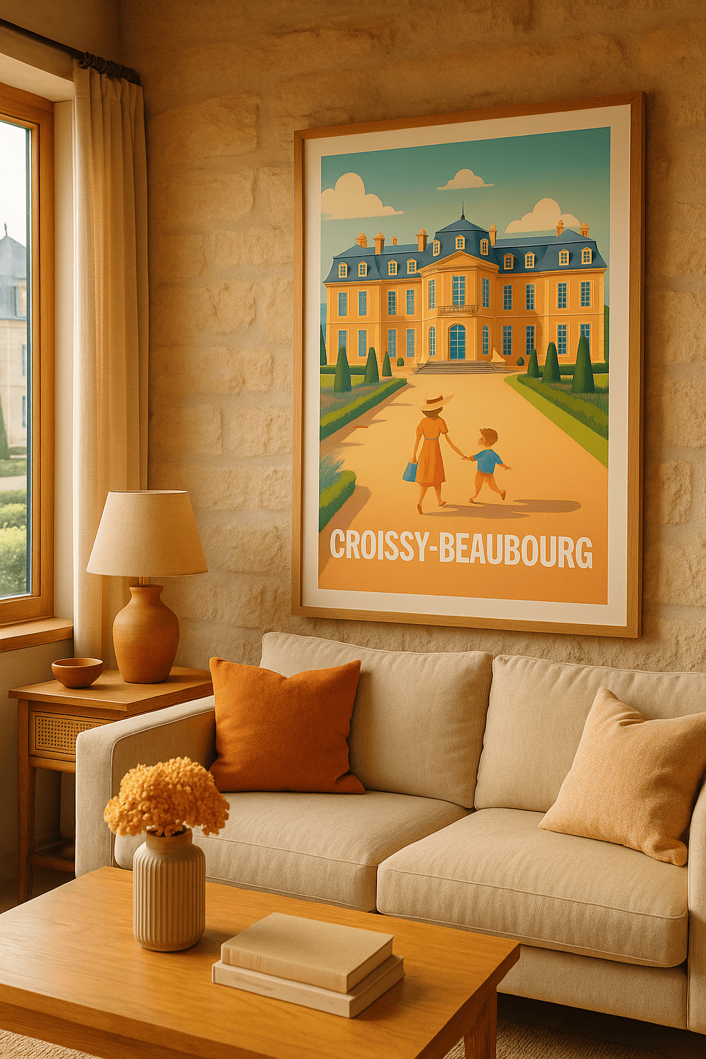 Seine-et-Marne France Affiche de Croissy-Beaubourg - L'élégance au cœur du patrimoine