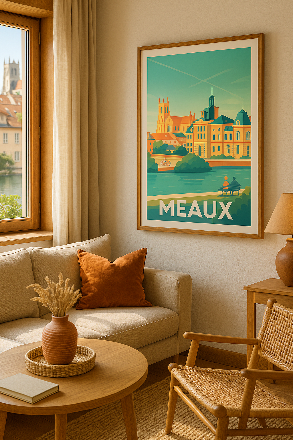 Seine-et-Marne France Affiche de Meaux - Élégance et Sérénité au Bord de l'Eau