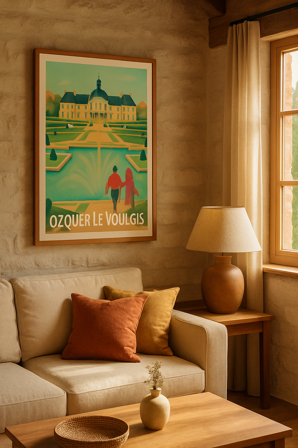 Affiche Ozouer-le-Voulgis — Évasion au Château et ses Jardins · poster d'art de Ozouer-le-Voulgis