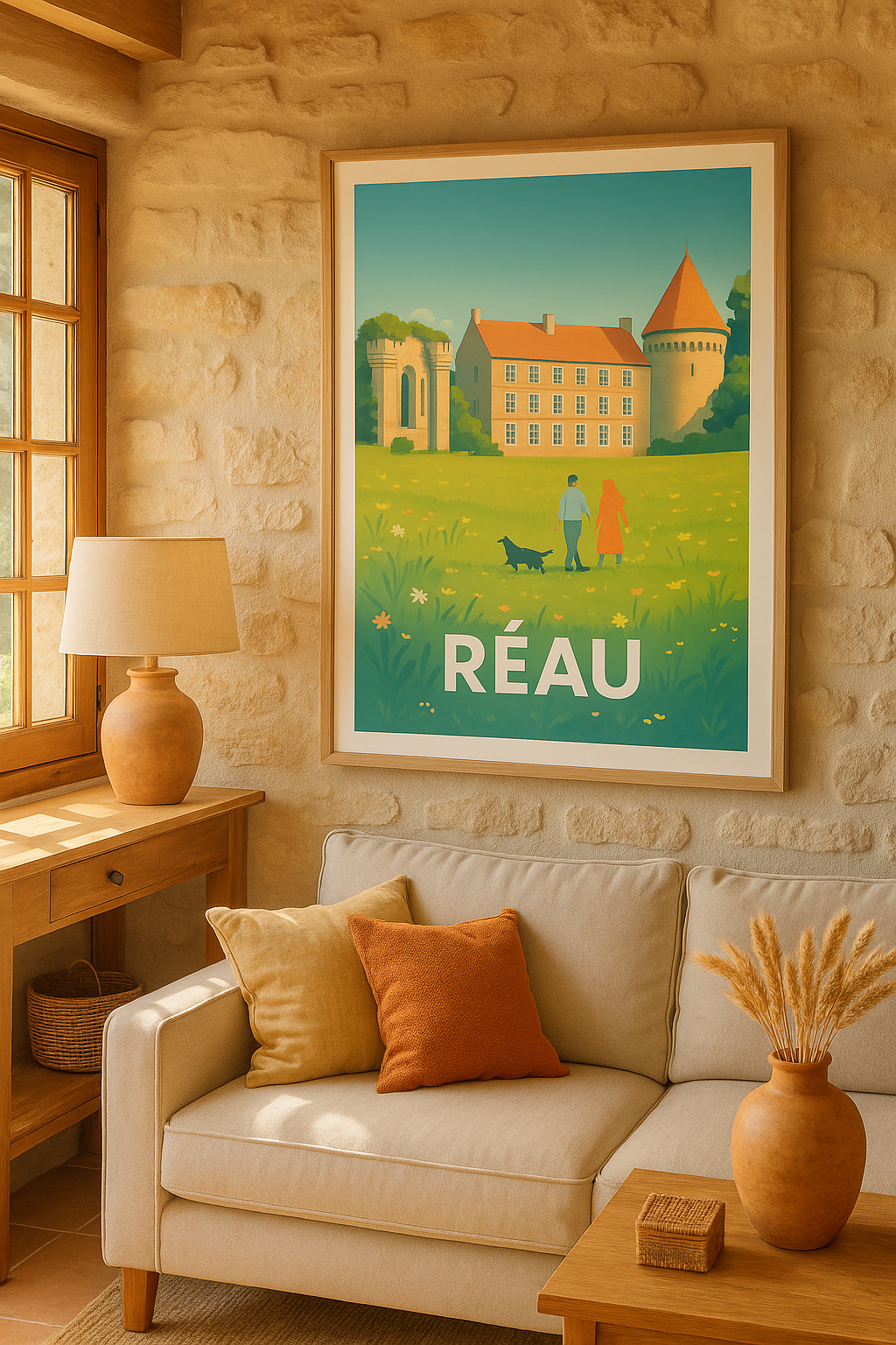 Affiche Réau — Promenade champêtre au château · poster d'art de Réau
