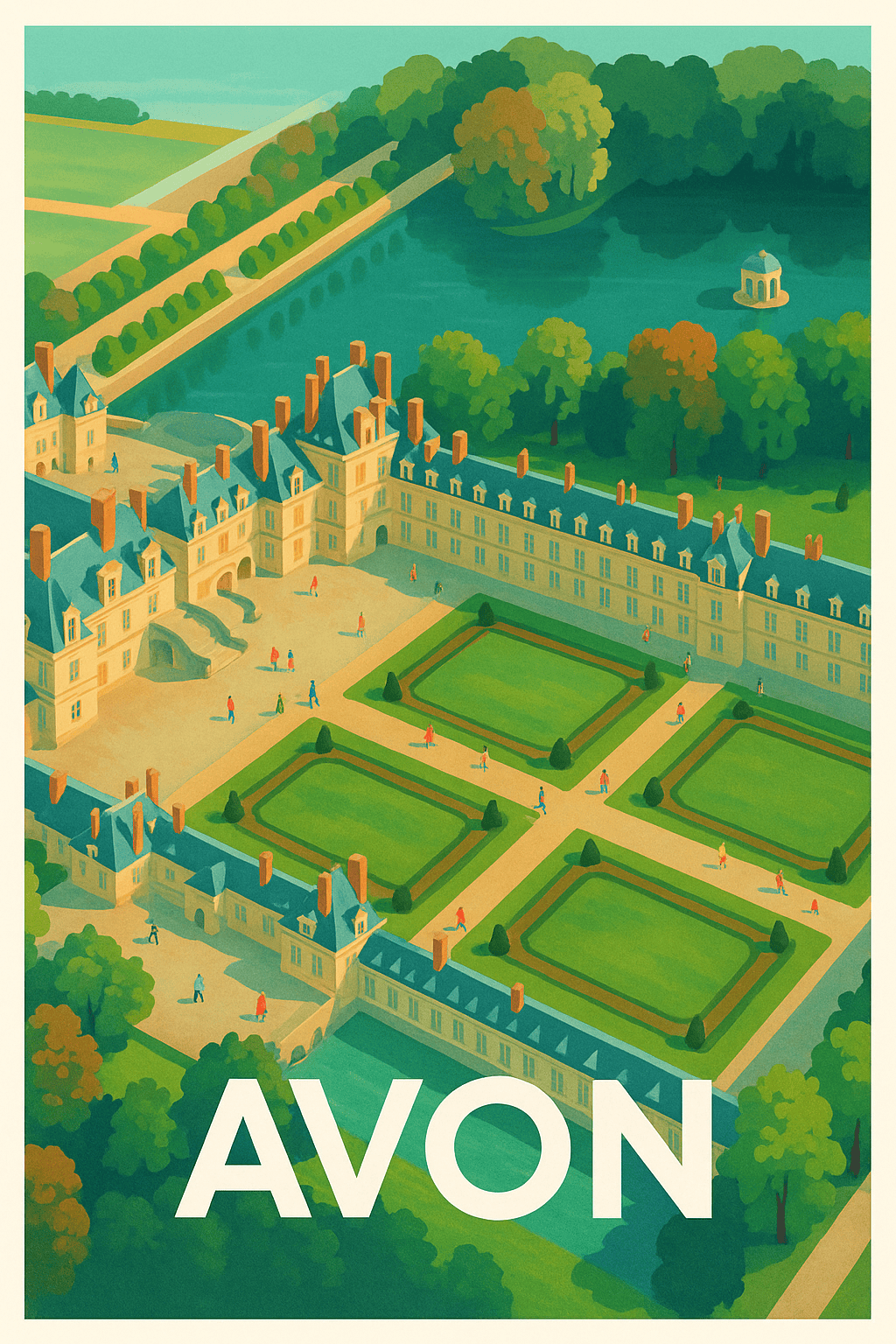 Seine-et-Marne France Pas de Cadre / 20 × 30cm Affiche de Avon - Élégance et Sérénité au Château