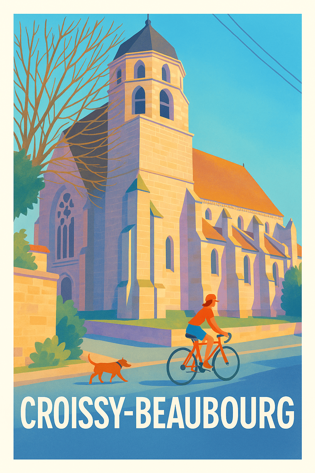 Seine-et-Marne France Pas de Cadre / 20 × 30cm Affiche de Croissy-Beaubourg - Charme et sérénité à vélo