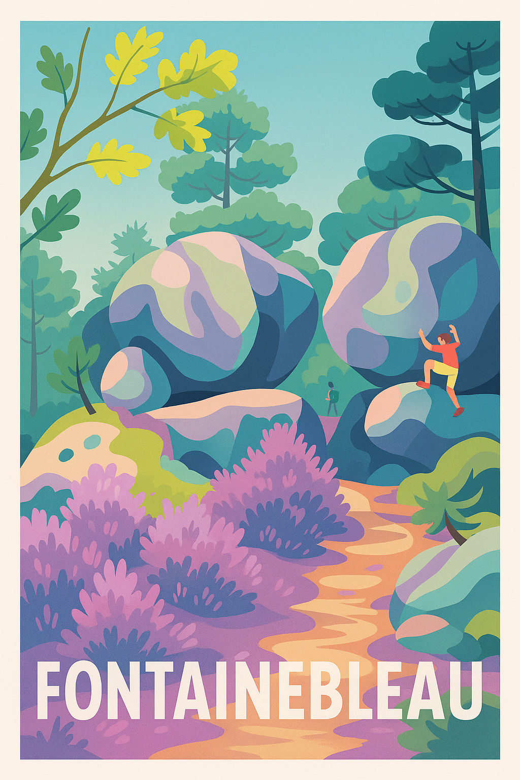 Seine-et-Marne France Pas de Cadre / 20 × 30cm Affiche de Fontainebleau - Nature et Aventure au Cœur de la Forêt