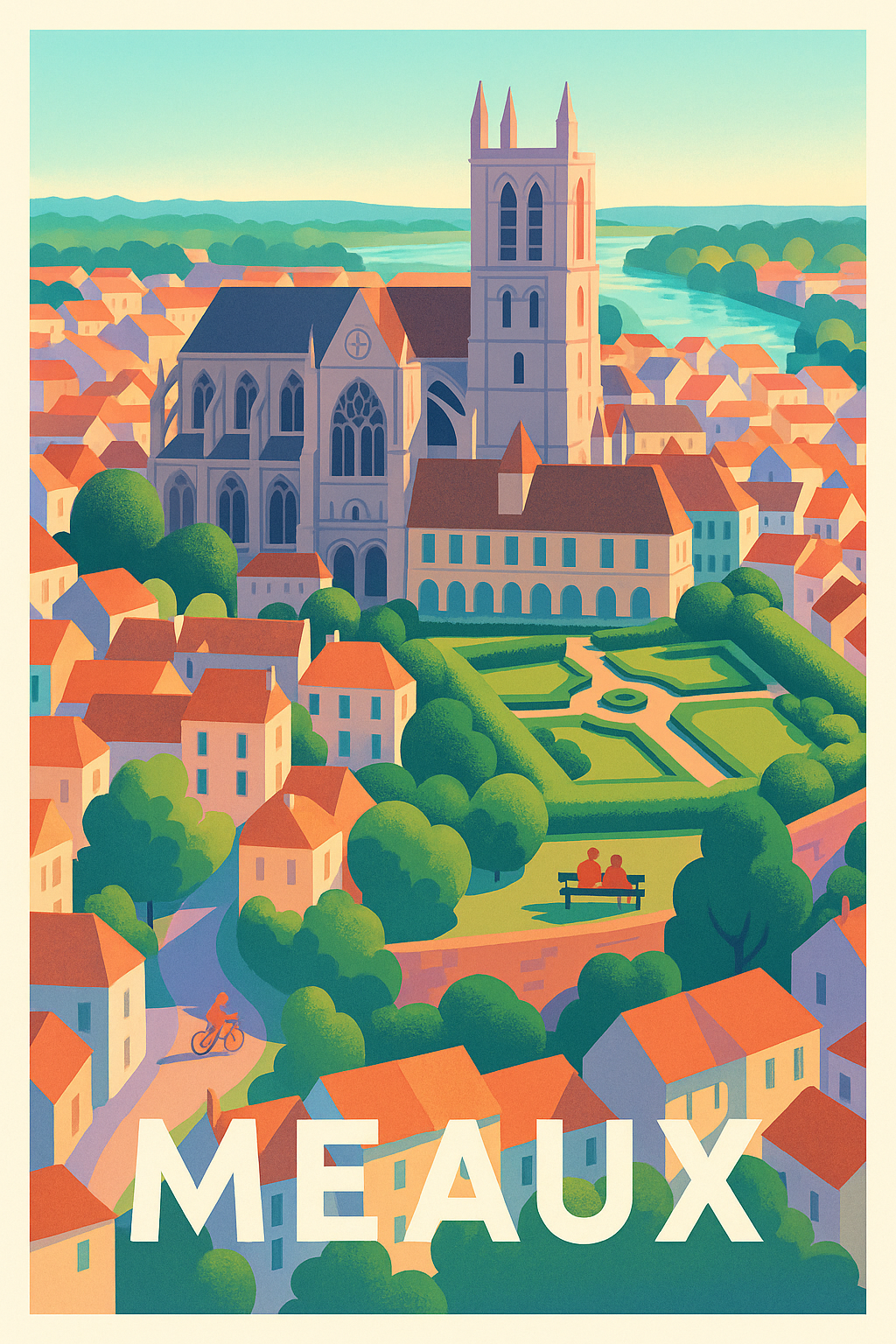 Seine-et-Marne France Pas de Cadre / 20 × 30cm Affiche de Meaux - Charme et histoire au cœur de la ville