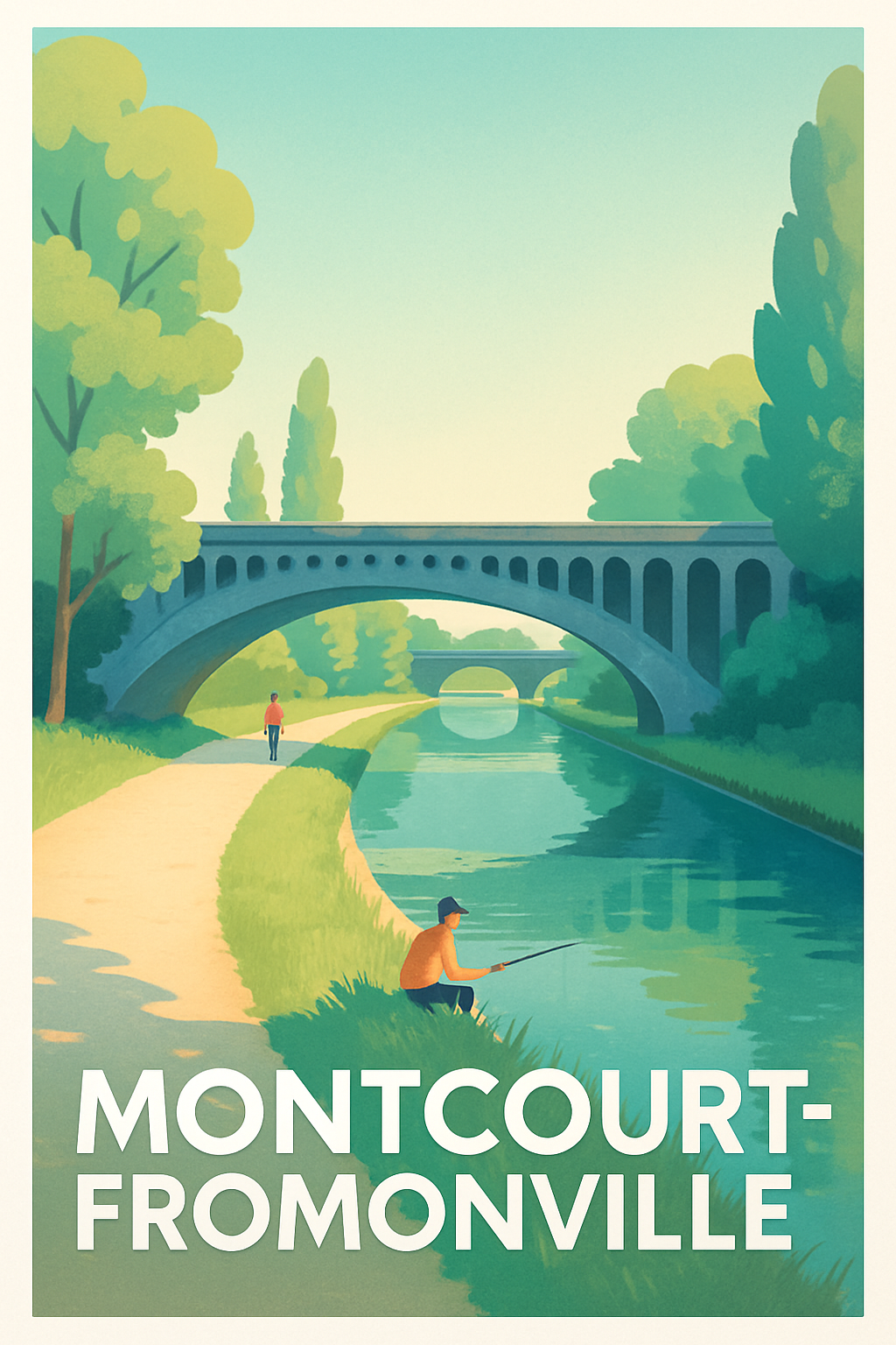 Affiche Montcourt-Fromonville — Sérénité au bord du canal · poster d'art de Montcourt-Fromonville