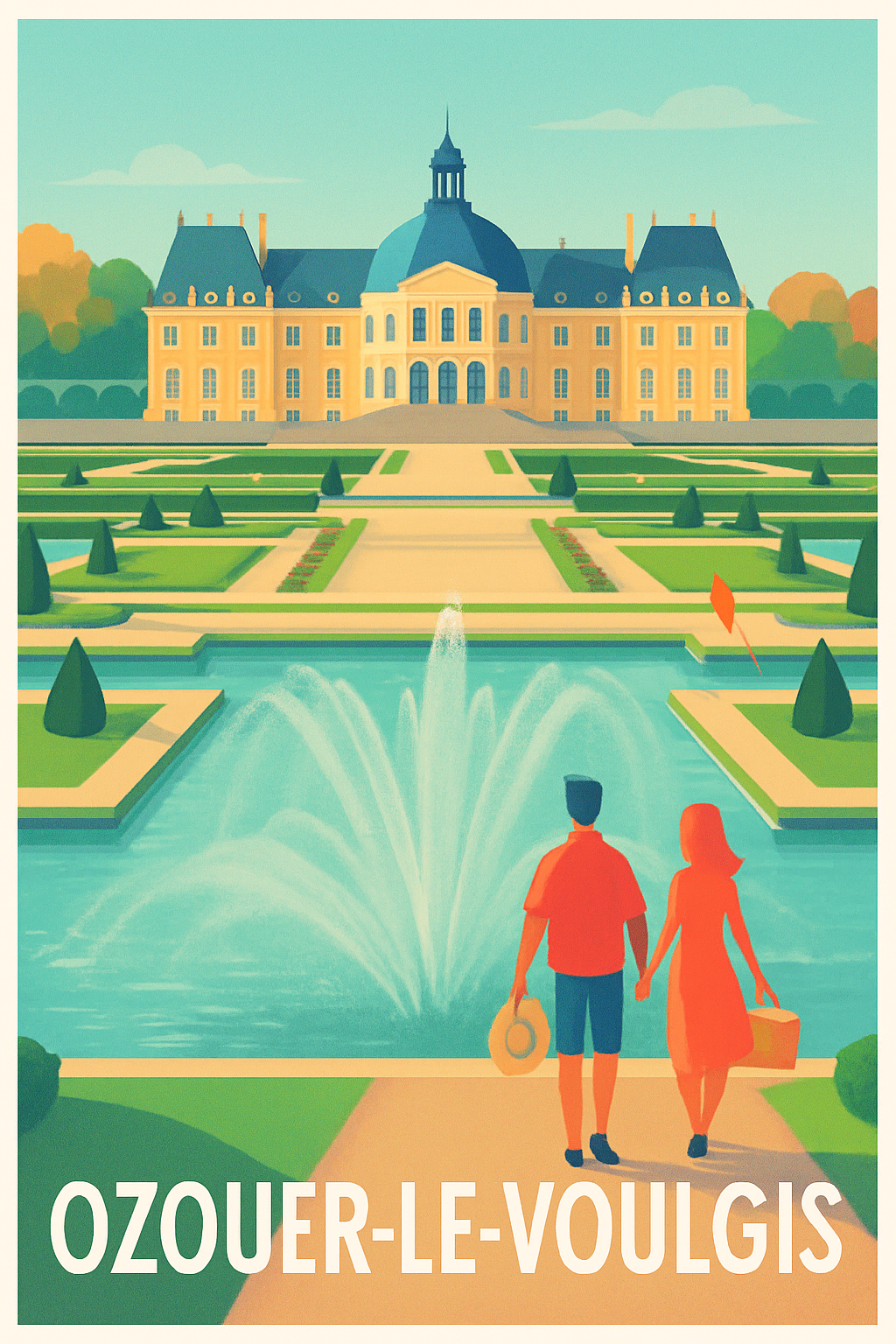 Seine-et-Marne France Pas de Cadre / 20 × 30cm Affiche de Ozouer-le-Voulgis - Évasion au Château et ses Jardins