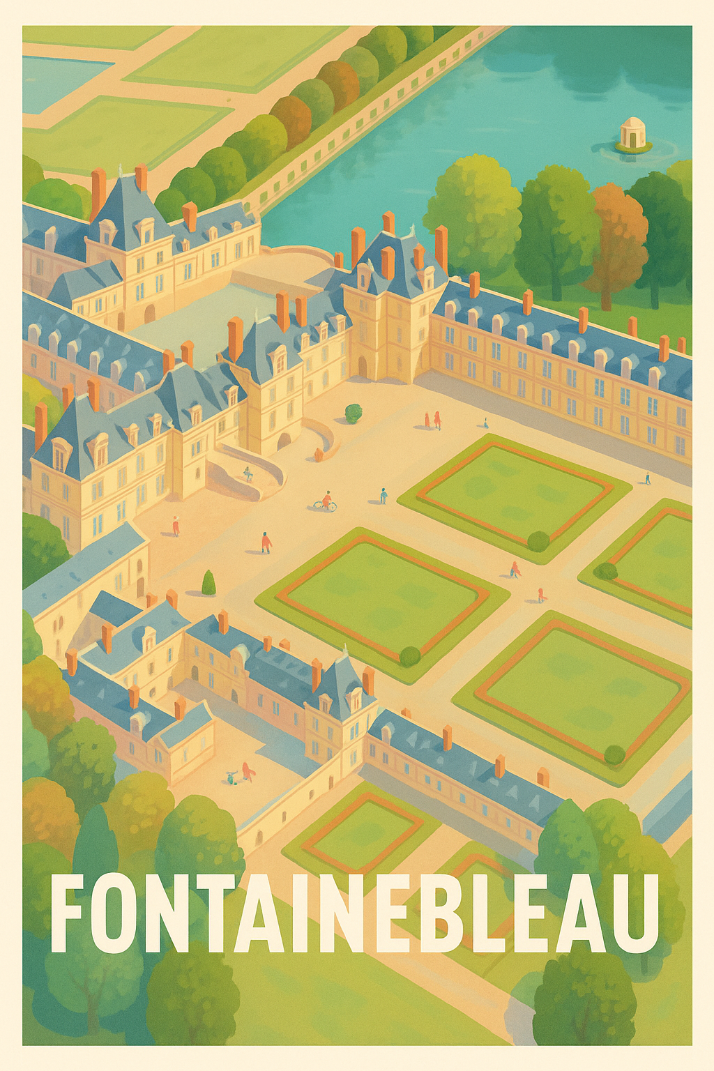 Seine-et-Marne France Pas de Cadre / 20 × 30cm Affiche Fontainebleau - Élégance et histoire à portée de main