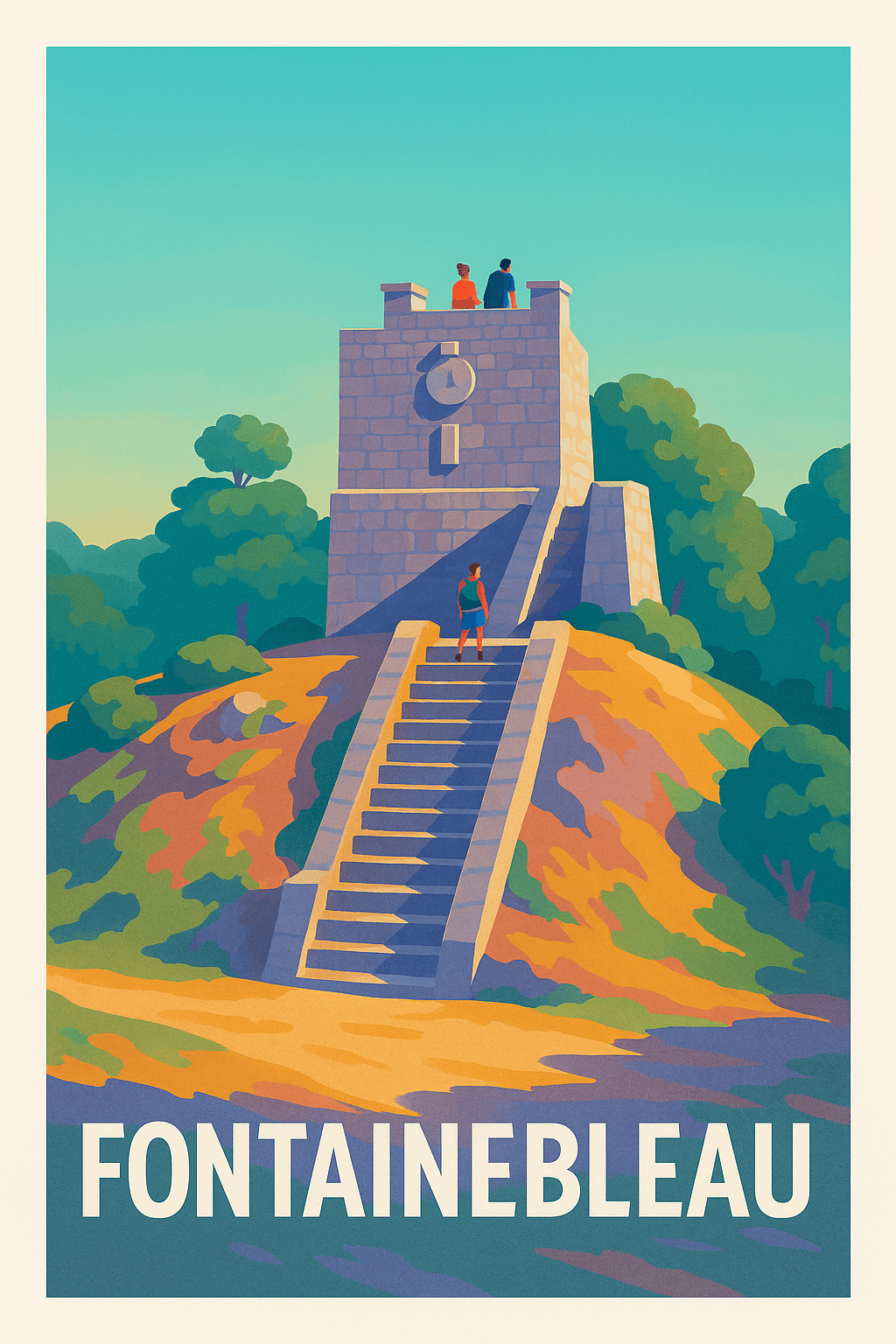 Seine-et-Marne France Pas de Cadre / 20 × 30cm Affiche Fontainebleau - L'évasion au sommet