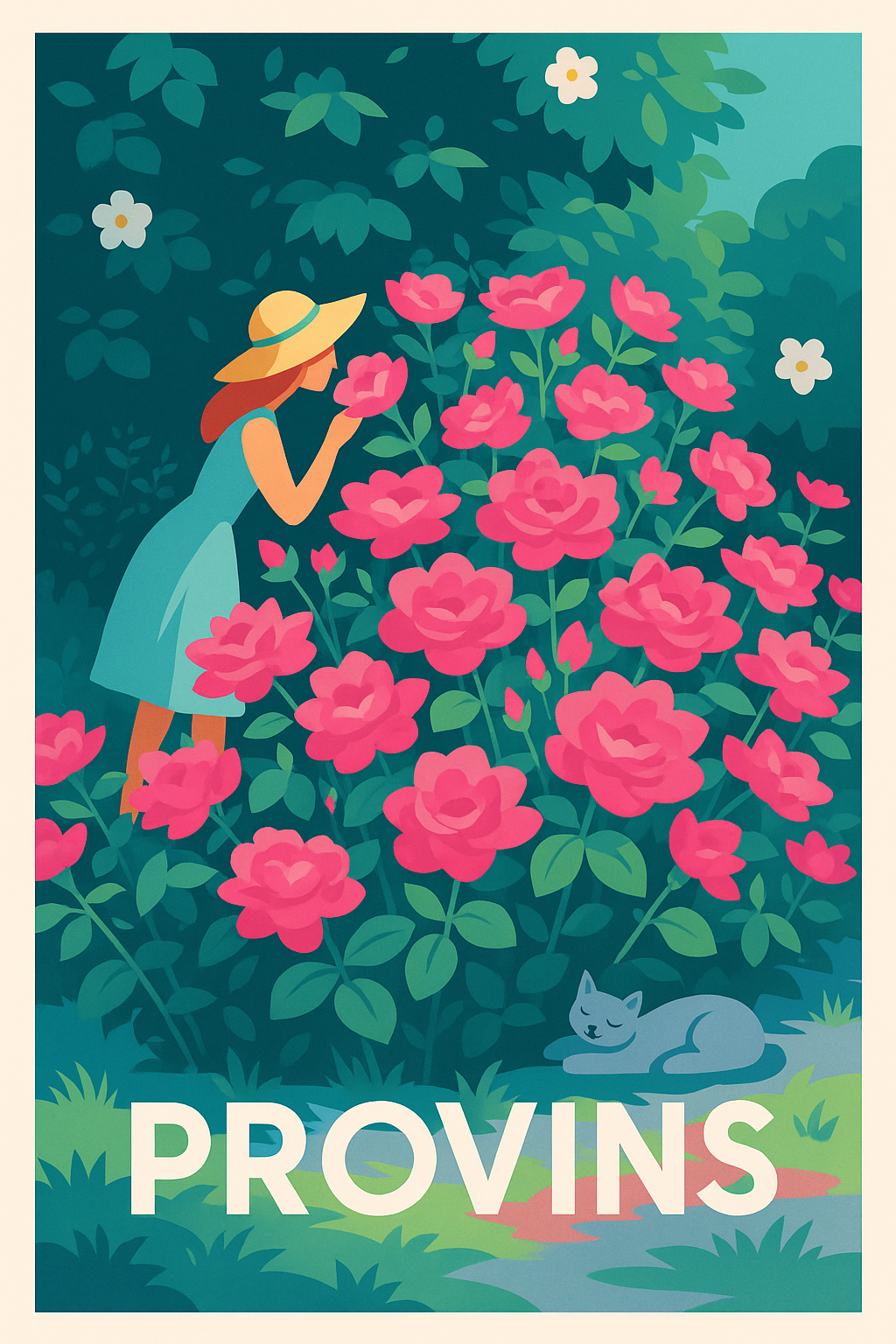 Seine-et-Marne France Pas de Cadre / 20 × 30cm Affiche Provins - Douceur florale en pleine nature