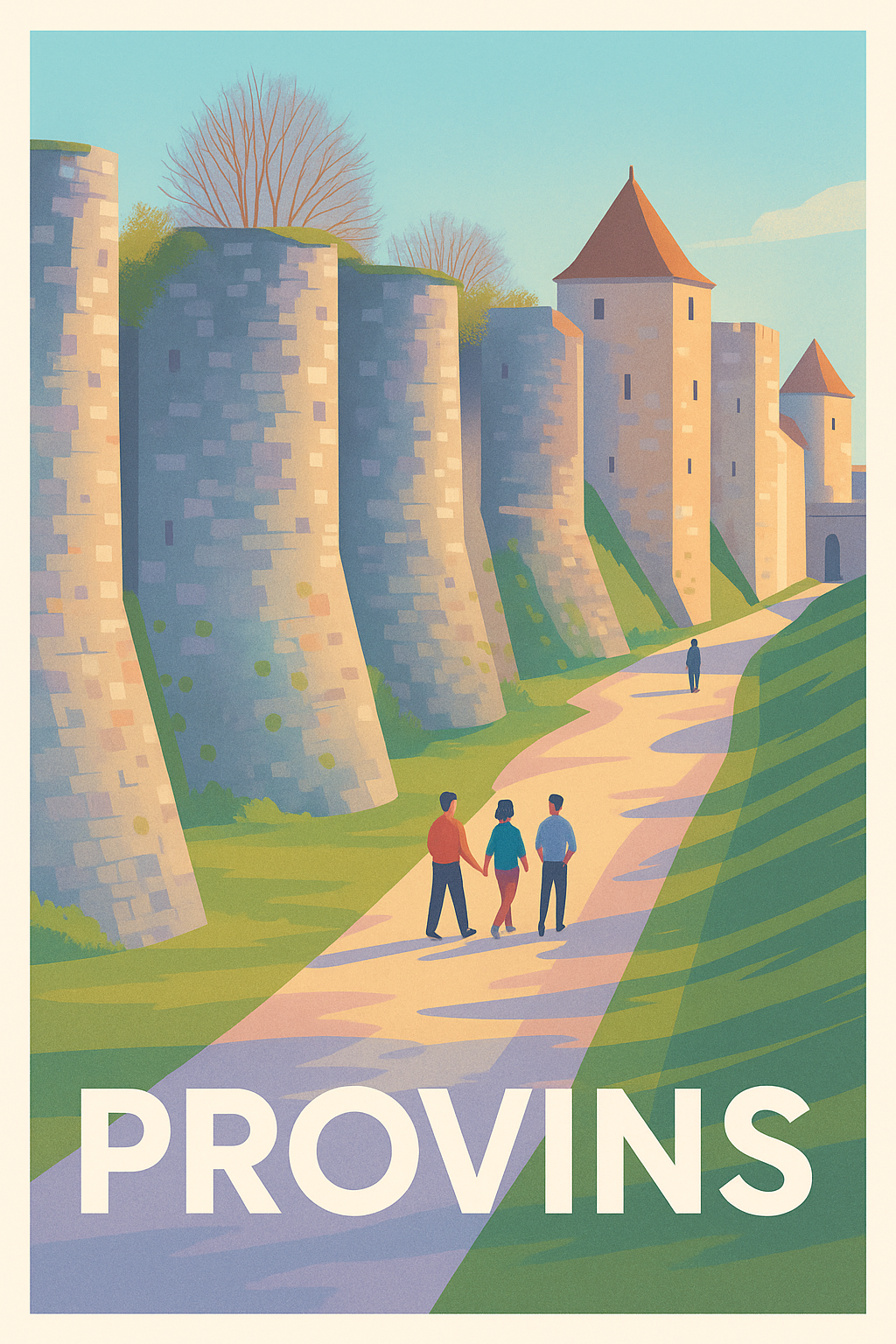 Seine-et-Marne France Pas de Cadre / 20 × 30cm Affiche Provins - Promenade au cœur des remparts médiévaux