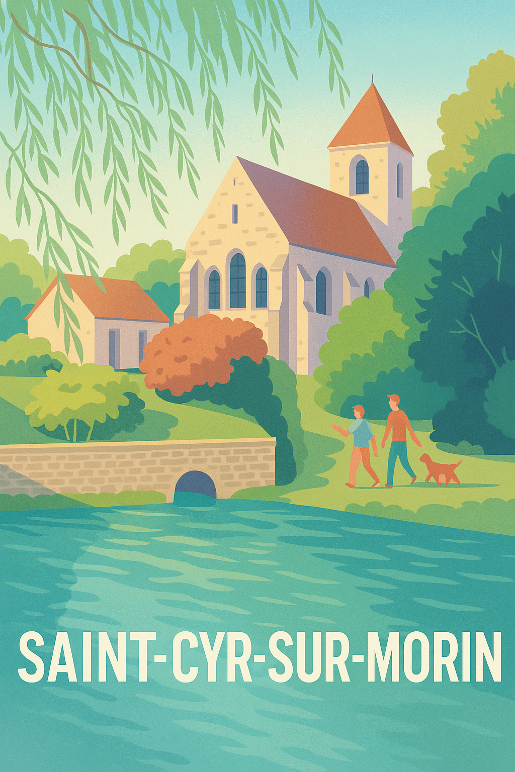 Seine-et-Marne France Pas de Cadre / 20 × 30cm Affiche Saint-Cyr-sur-Morin - Charme bucolique en bord de rivière