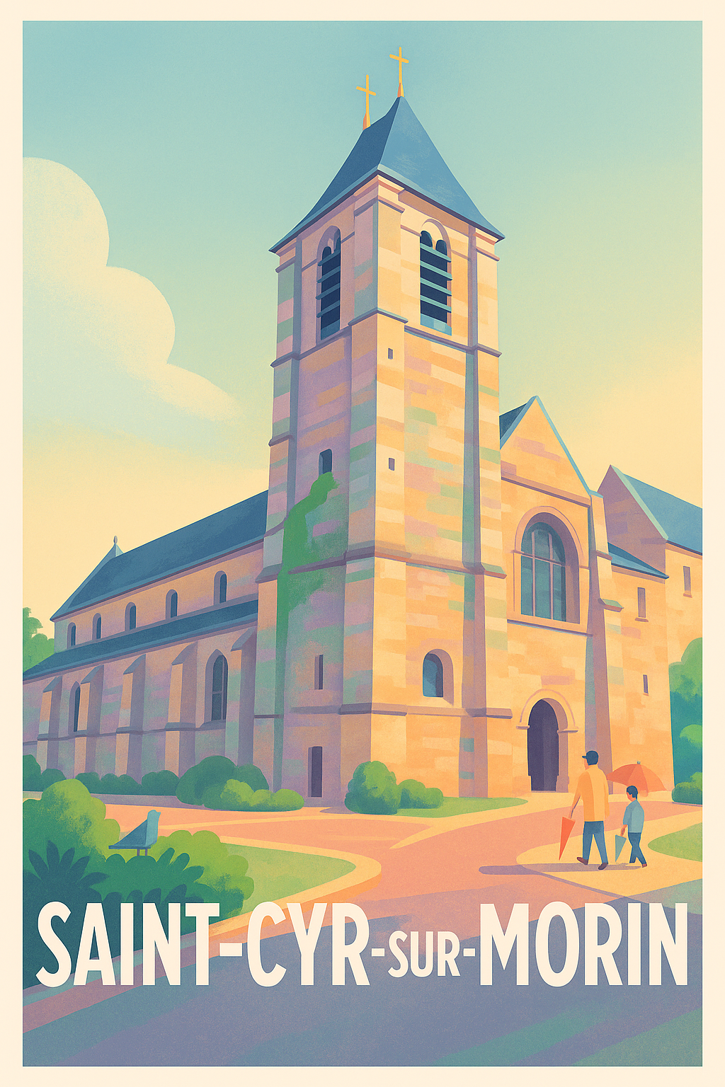 Seine-et-Marne France Pas de Cadre / 20 × 30cm Affiche Saint-Cyr-sur-Morin - Charme et Sérénité au Cœur du Village