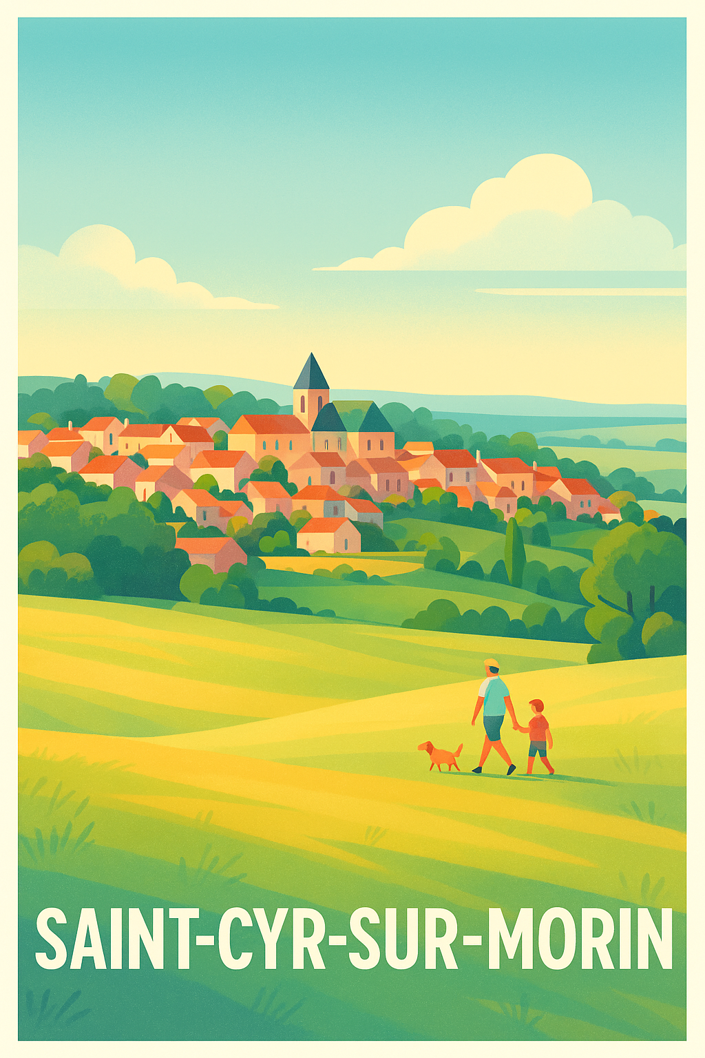 Seine-et-Marne France Pas de Cadre / 20 × 30cm Affiche Saint-Cyr-sur-Morin - Charme pastoral et douceur de vivre